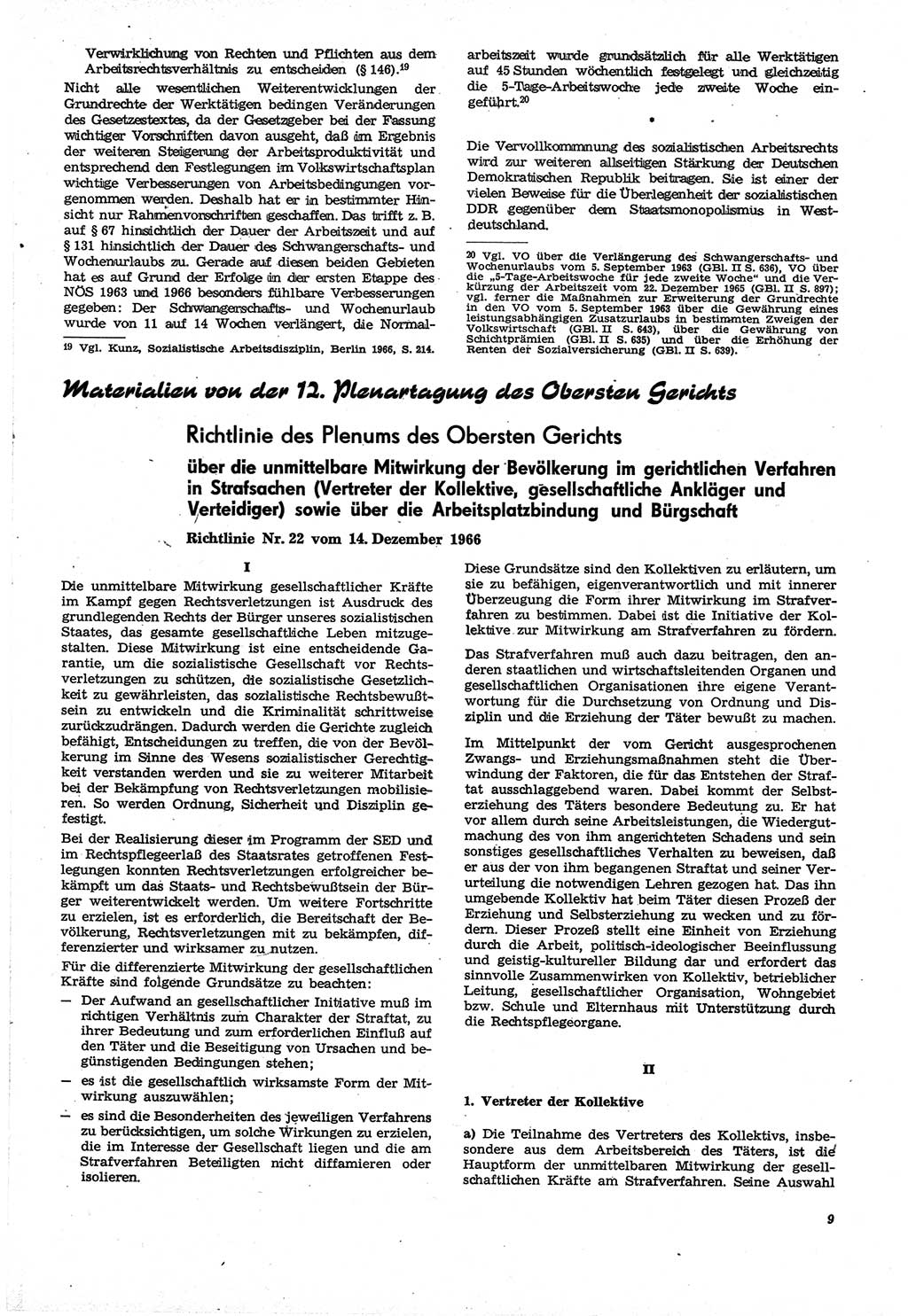 Neue Justiz (NJ), Zeitschrift für Recht und Rechtswissenschaft [Deutsche Demokratische Republik (DDR)], 21. Jahrgang 1967, Seite 9 (NJ DDR 1967, S. 9)