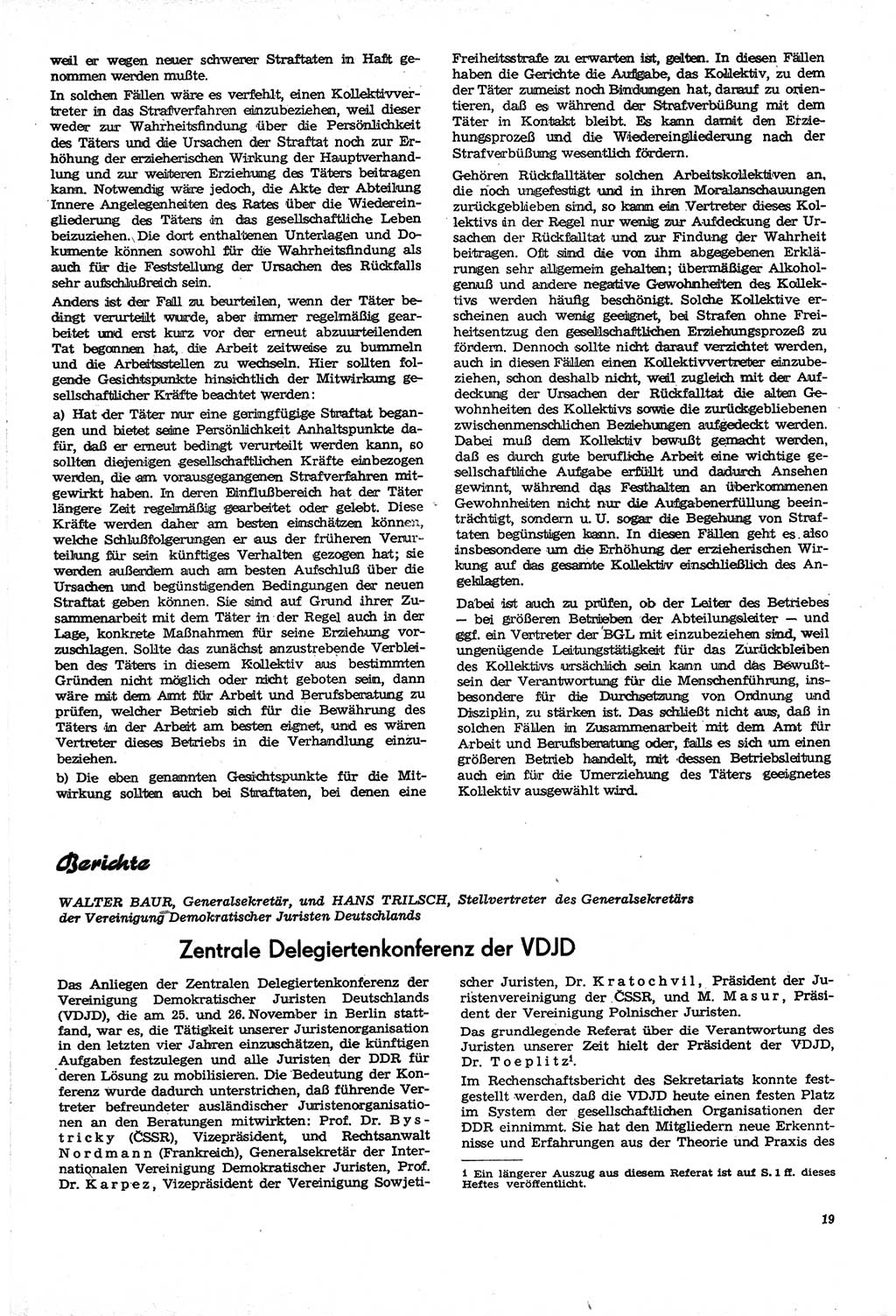 Neue Justiz (NJ), Zeitschrift für Recht und Rechtswissenschaft [Deutsche Demokratische Republik (DDR)], 21. Jahrgang 1967, Seite 19 (NJ DDR 1967, S. 19)