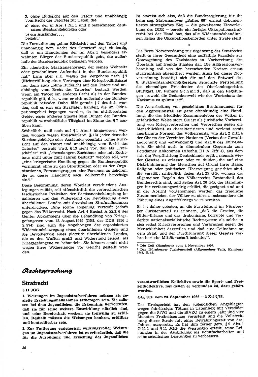 Neue Justiz (NJ), Zeitschrift für Recht und Rechtswissenschaft [Deutsche Demokratische Republik (DDR)], 21. Jahrgang 1967, Seite 26 (NJ DDR 1967, S. 26)