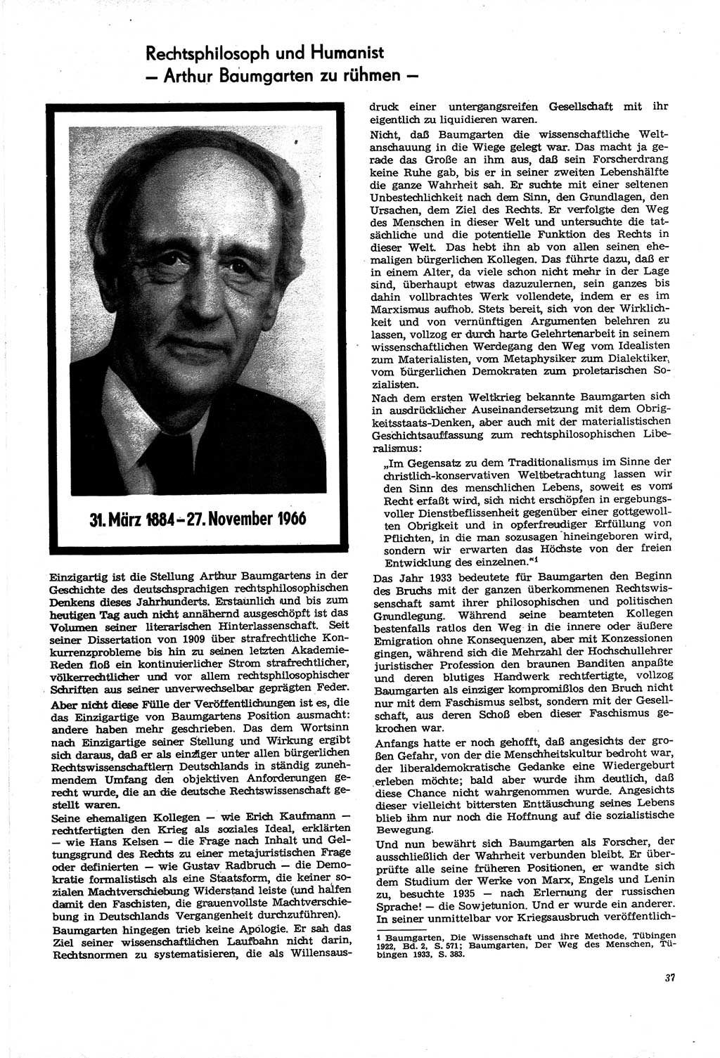 Neue Justiz (NJ), Zeitschrift für Recht und Rechtswissenschaft [Deutsche Demokratische Republik (DDR)], 21. Jahrgang 1967, Seite 37 (NJ DDR 1967, S. 37)