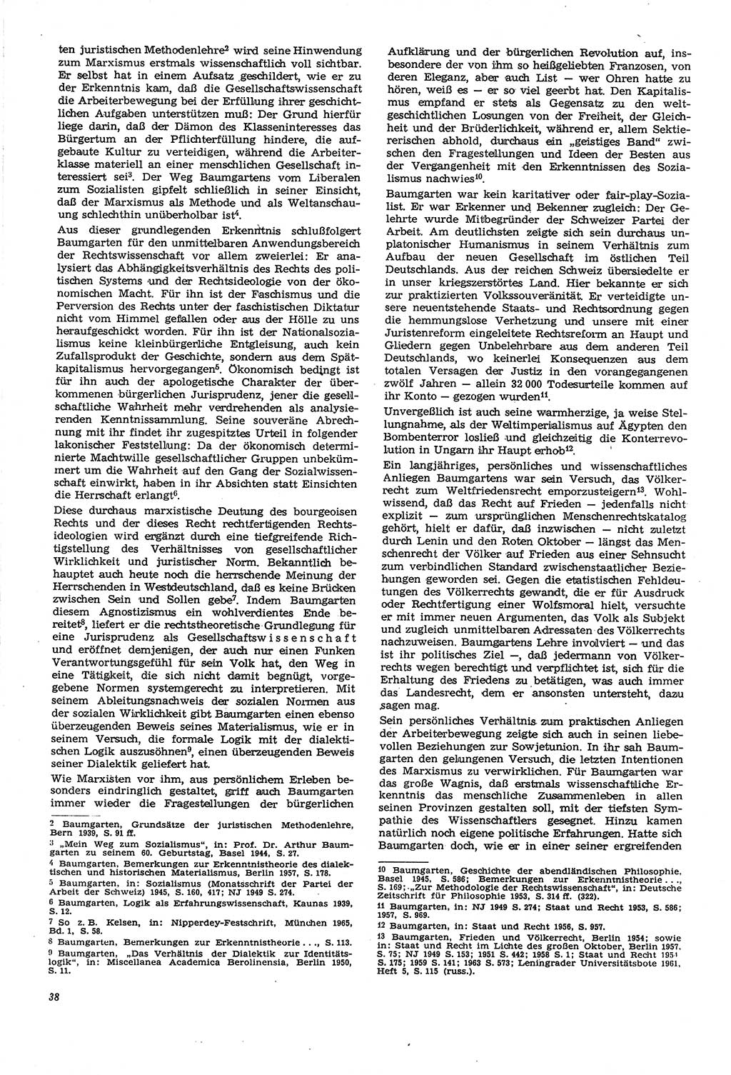 Neue Justiz (NJ), Zeitschrift für Recht und Rechtswissenschaft [Deutsche Demokratische Republik (DDR)], 21. Jahrgang 1967, Seite 38 (NJ DDR 1967, S. 38)