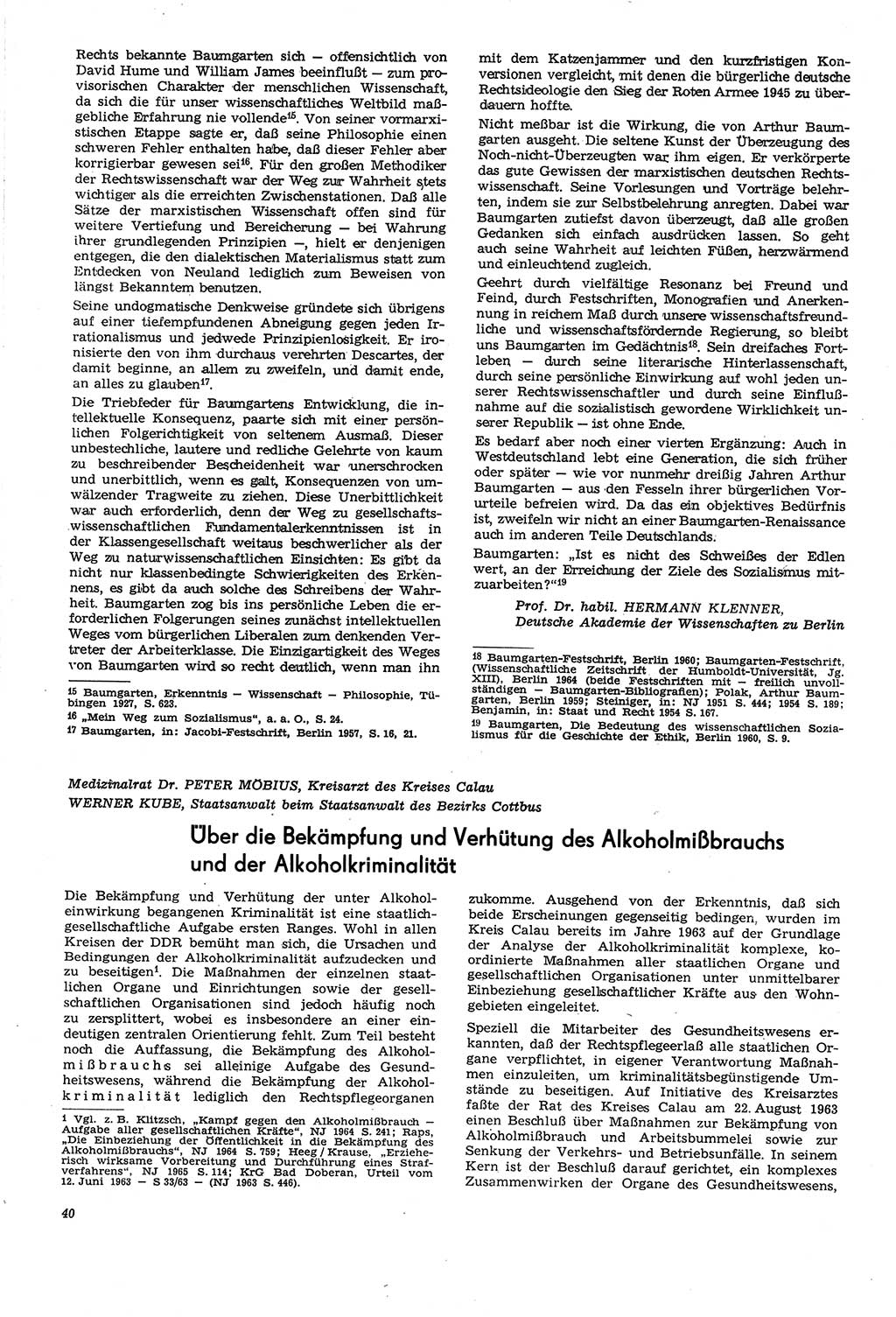 Neue Justiz (NJ), Zeitschrift für Recht und Rechtswissenschaft [Deutsche Demokratische Republik (DDR)], 21. Jahrgang 1967, Seite 40 (NJ DDR 1967, S. 40)