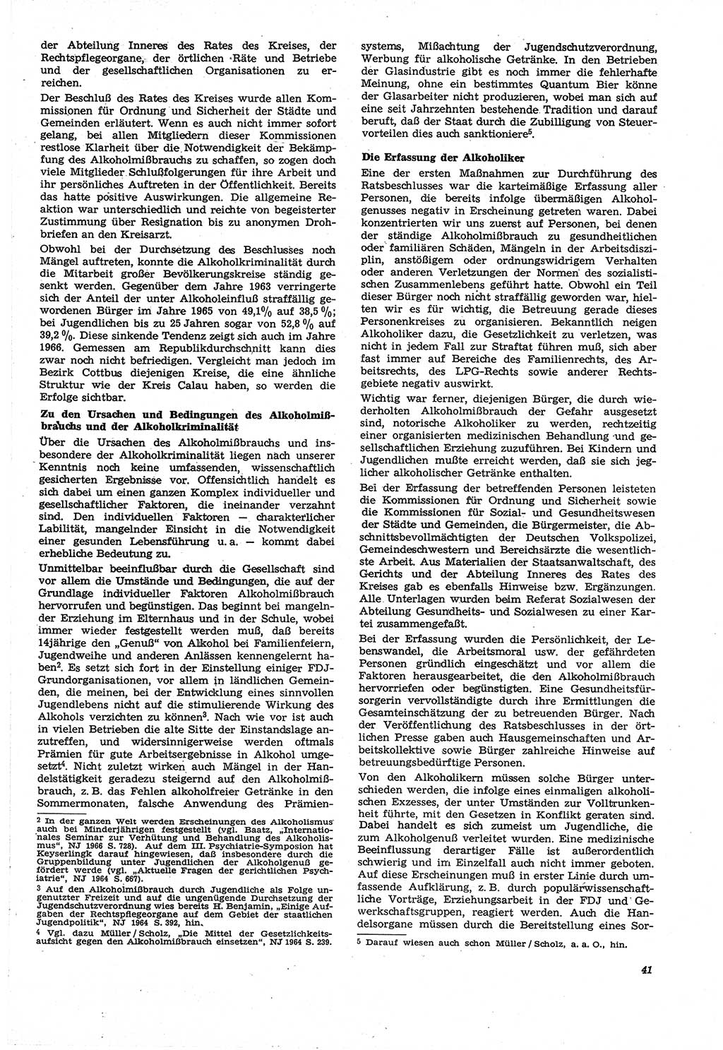 Neue Justiz (NJ), Zeitschrift für Recht und Rechtswissenschaft [Deutsche Demokratische Republik (DDR)], 21. Jahrgang 1967, Seite 41 (NJ DDR 1967, S. 41)
