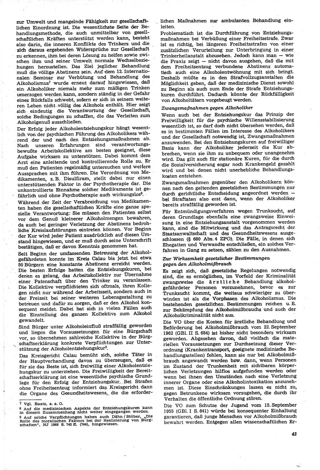 Neue Justiz (NJ), Zeitschrift für Recht und Rechtswissenschaft [Deutsche Demokratische Republik (DDR)], 21. Jahrgang 1967, Seite 43 (NJ DDR 1967, S. 43)