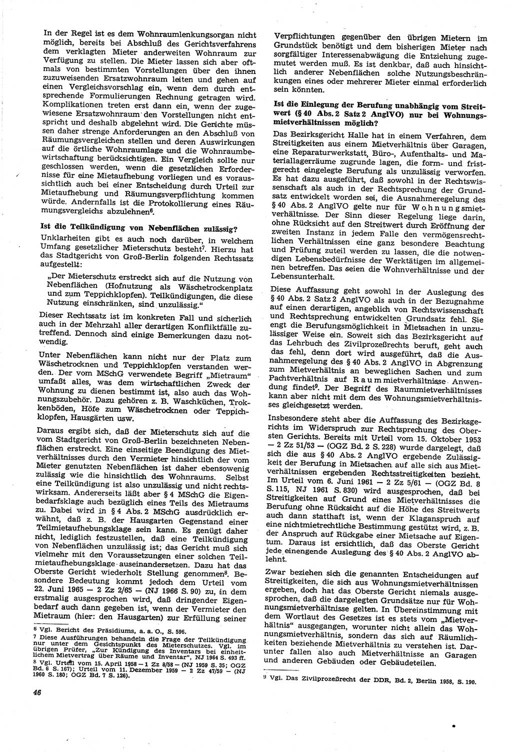 Neue Justiz (NJ), Zeitschrift für Recht und Rechtswissenschaft [Deutsche Demokratische Republik (DDR)], 21. Jahrgang 1967, Seite 46 (NJ DDR 1967, S. 46)
