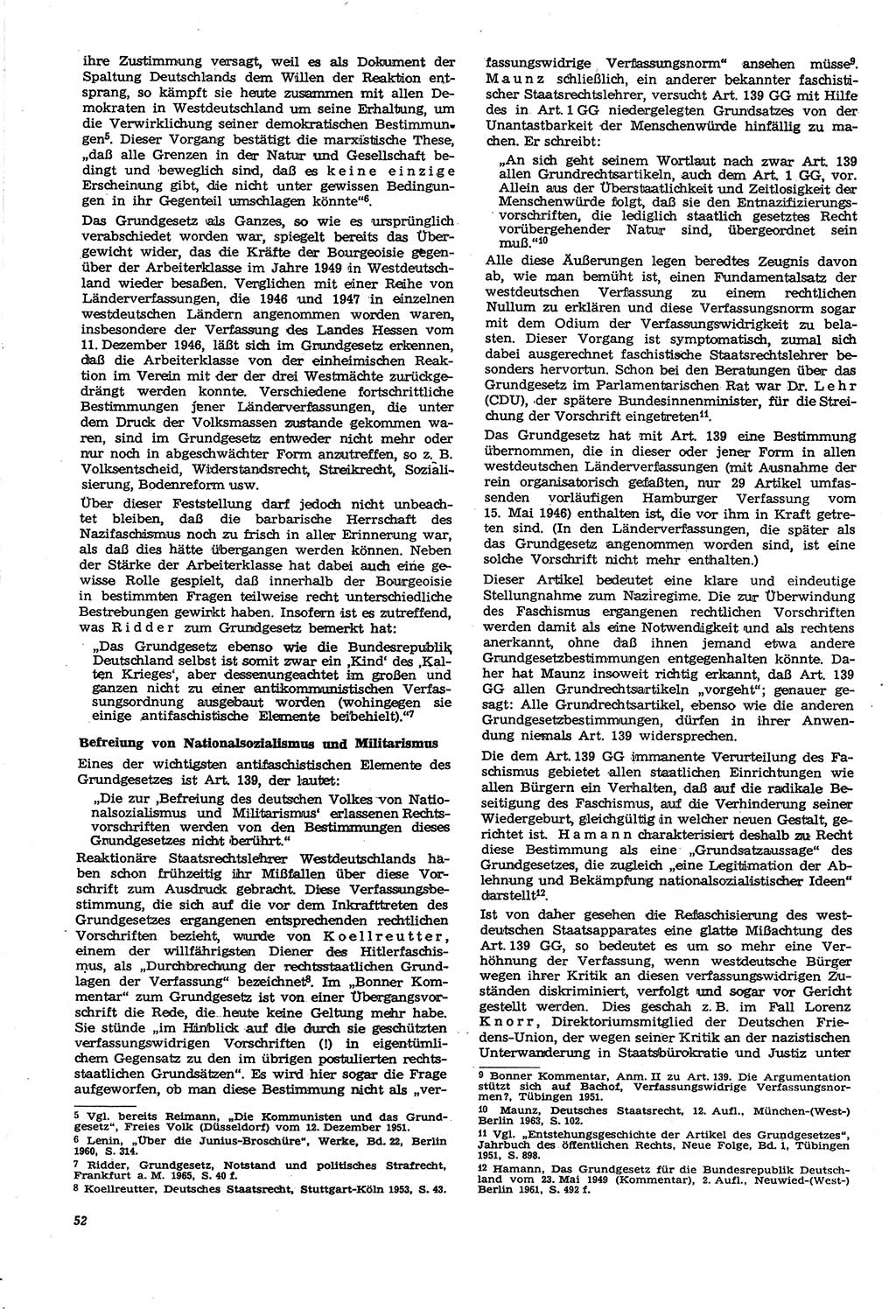 Neue Justiz (NJ), Zeitschrift für Recht und Rechtswissenschaft [Deutsche Demokratische Republik (DDR)], 21. Jahrgang 1967, Seite 52 (NJ DDR 1967, S. 52)