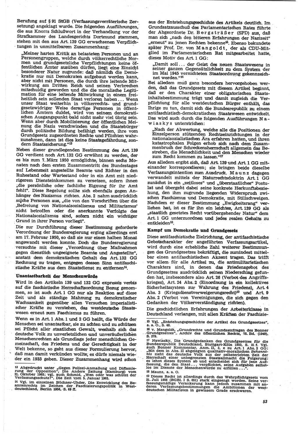 Neue Justiz (NJ), Zeitschrift für Recht und Rechtswissenschaft [Deutsche Demokratische Republik (DDR)], 21. Jahrgang 1967, Seite 53 (NJ DDR 1967, S. 53)