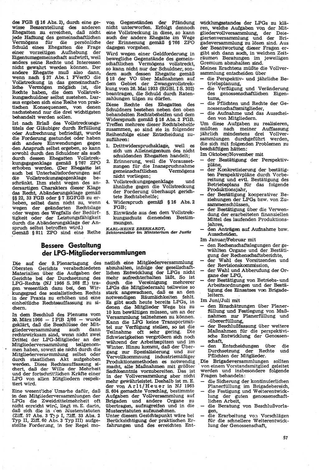 Neue Justiz (NJ), Zeitschrift für Recht und Rechtswissenschaft [Deutsche Demokratische Republik (DDR)], 21. Jahrgang 1967, Seite 57 (NJ DDR 1967, S. 57)