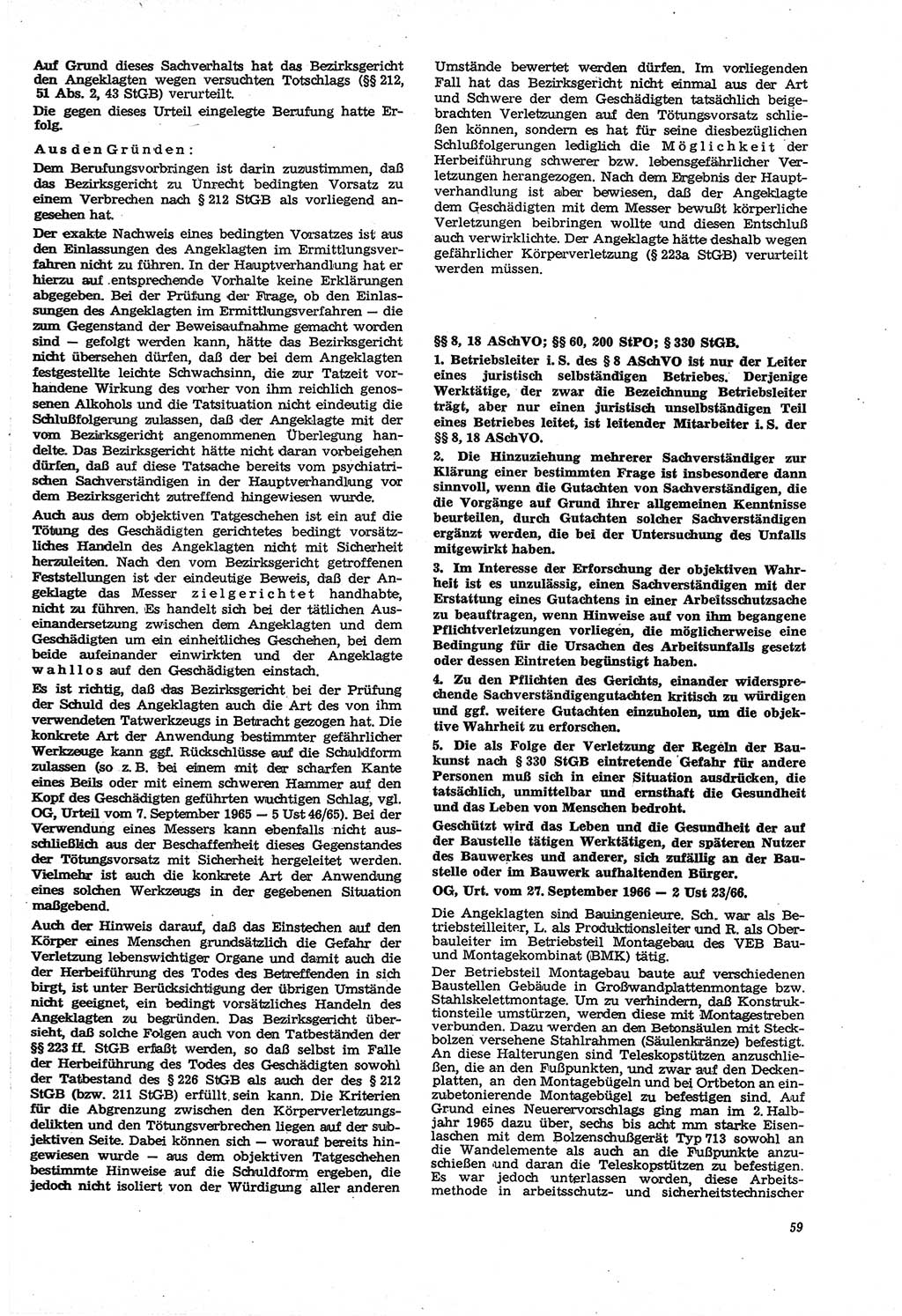 Neue Justiz (NJ), Zeitschrift für Recht und Rechtswissenschaft [Deutsche Demokratische Republik (DDR)], 21. Jahrgang 1967, Seite 59 (NJ DDR 1967, S. 59)