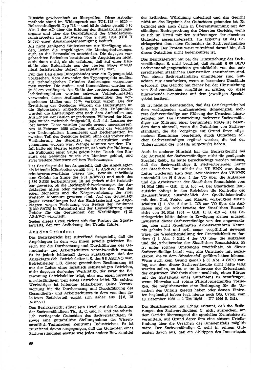 Neue Justiz (NJ), Zeitschrift für Recht und Rechtswissenschaft [Deutsche Demokratische Republik (DDR)], 21. Jahrgang 1967, Seite 60 (NJ DDR 1967, S. 60)
