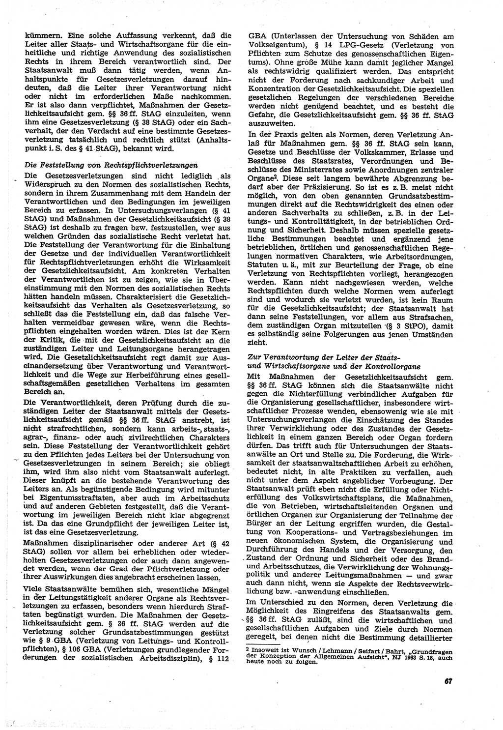 Neue Justiz (NJ), Zeitschrift für Recht und Rechtswissenschaft [Deutsche Demokratische Republik (DDR)], 21. Jahrgang 1967, Seite 67 (NJ DDR 1967, S. 67)