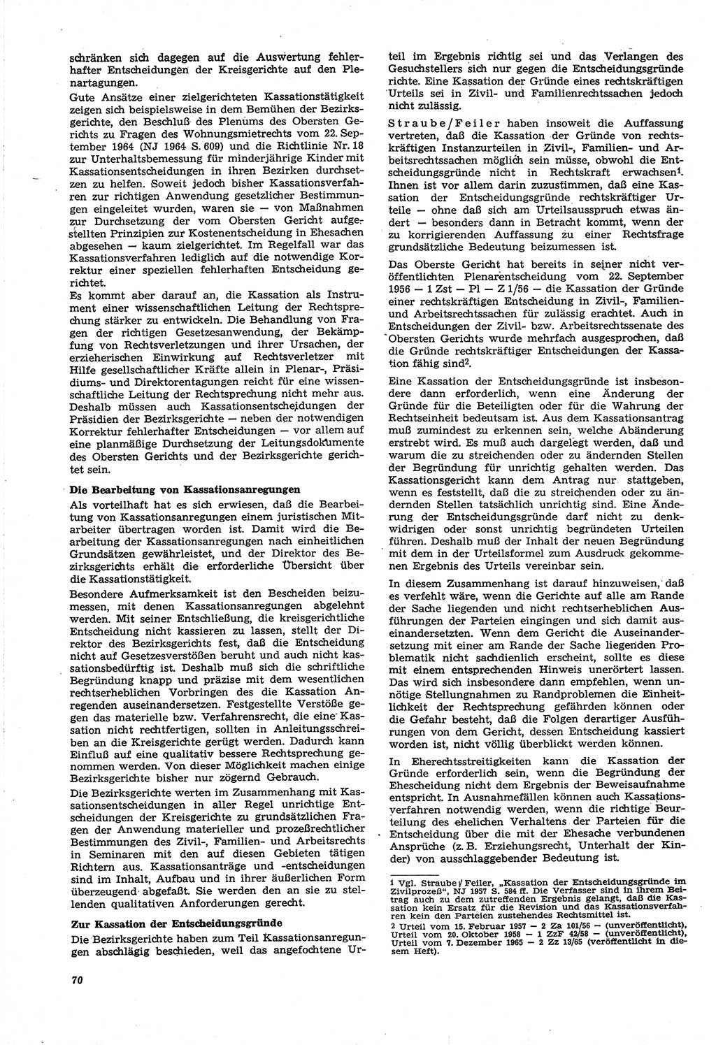 Neue Justiz (NJ), Zeitschrift für Recht und Rechtswissenschaft [Deutsche Demokratische Republik (DDR)], 21. Jahrgang 1967, Seite 70 (NJ DDR 1967, S. 70)