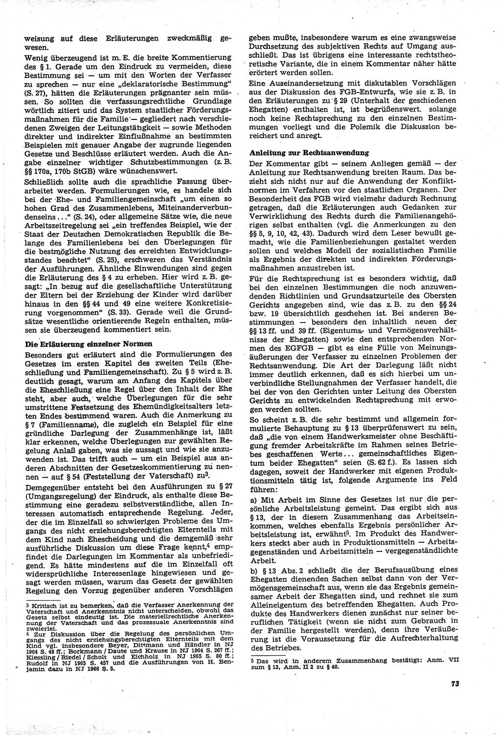 Neue Justiz (NJ), Zeitschrift für Recht und Rechtswissenschaft [Deutsche Demokratische Republik (DDR)], 21. Jahrgang 1967, Seite 73 (NJ DDR 1967, S. 73)