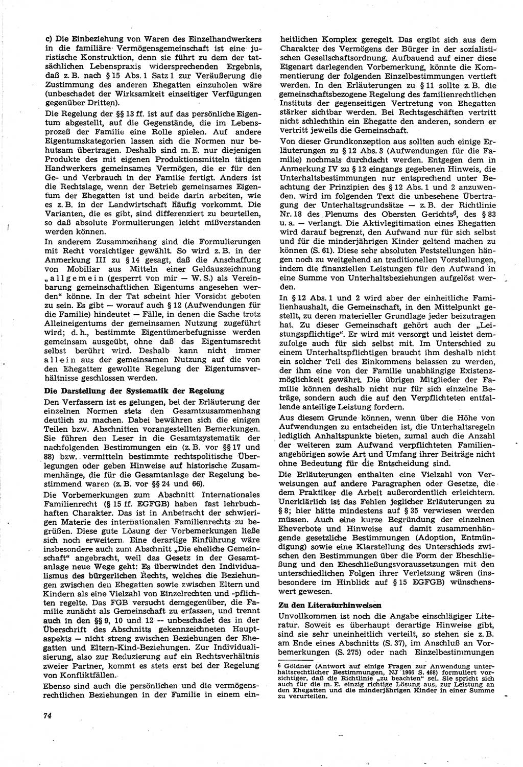 Neue Justiz (NJ), Zeitschrift für Recht und Rechtswissenschaft [Deutsche Demokratische Republik (DDR)], 21. Jahrgang 1967, Seite 74 (NJ DDR 1967, S. 74)