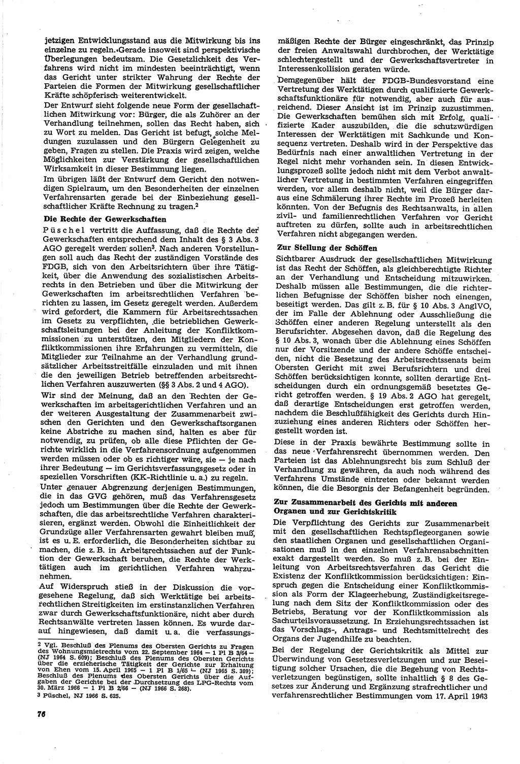 Neue Justiz (NJ), Zeitschrift für Recht und Rechtswissenschaft [Deutsche Demokratische Republik (DDR)], 21. Jahrgang 1967, Seite 76 (NJ DDR 1967, S. 76)