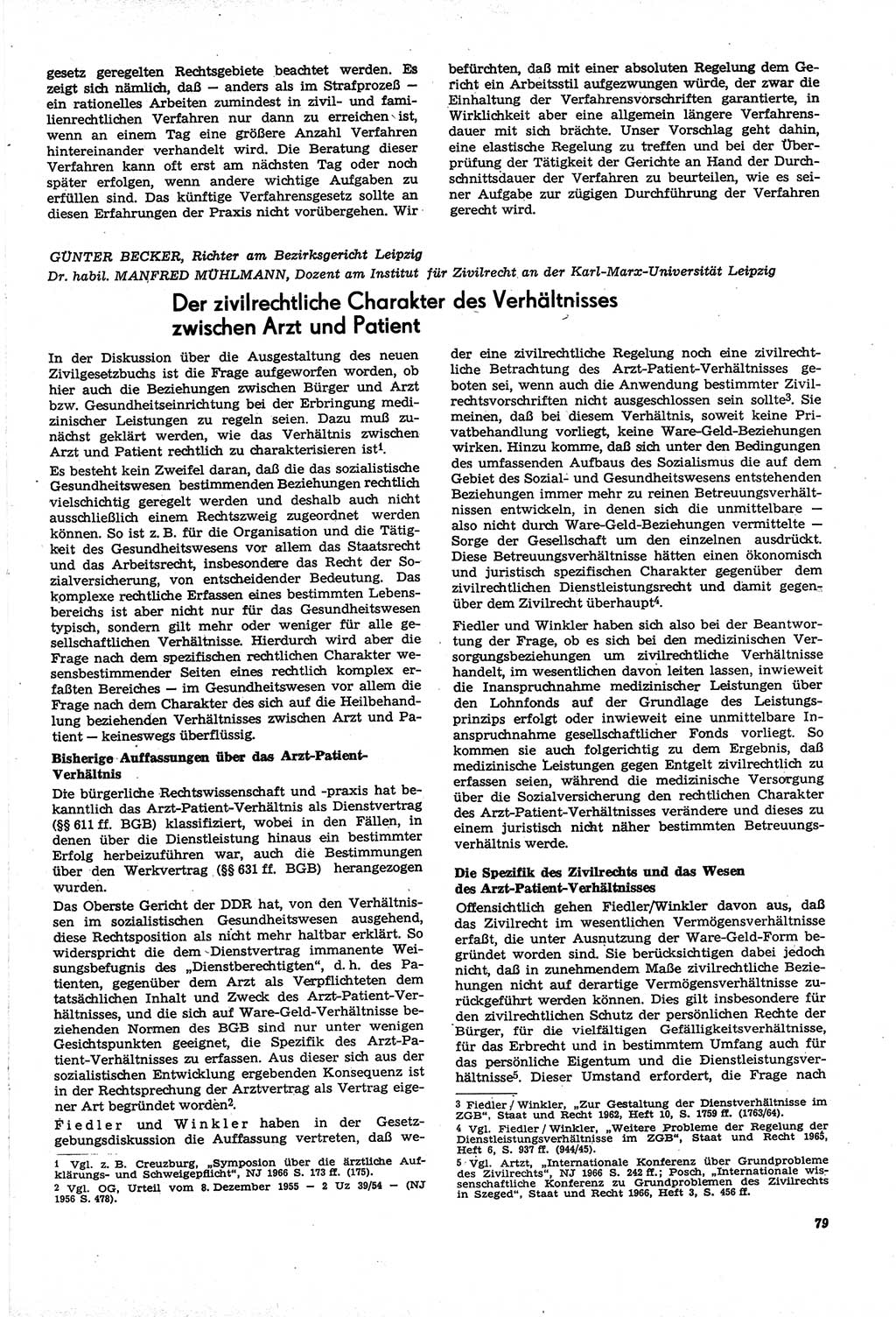 Neue Justiz (NJ), Zeitschrift für Recht und Rechtswissenschaft [Deutsche Demokratische Republik (DDR)], 21. Jahrgang 1967, Seite 79 (NJ DDR 1967, S. 79)