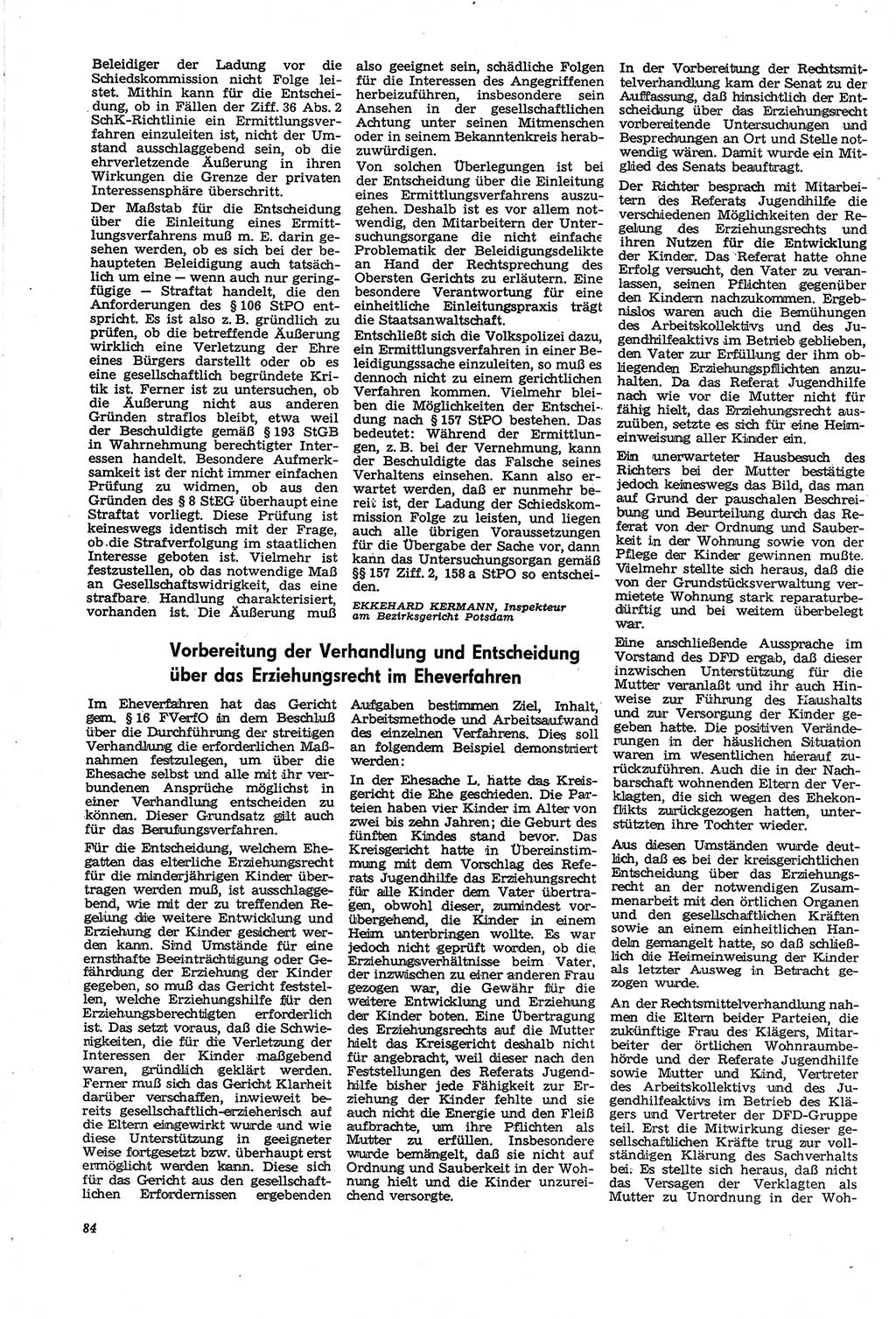 Neue Justiz (NJ), Zeitschrift für Recht und Rechtswissenschaft [Deutsche Demokratische Republik (DDR)], 21. Jahrgang 1967, Seite 84 (NJ DDR 1967, S. 84)