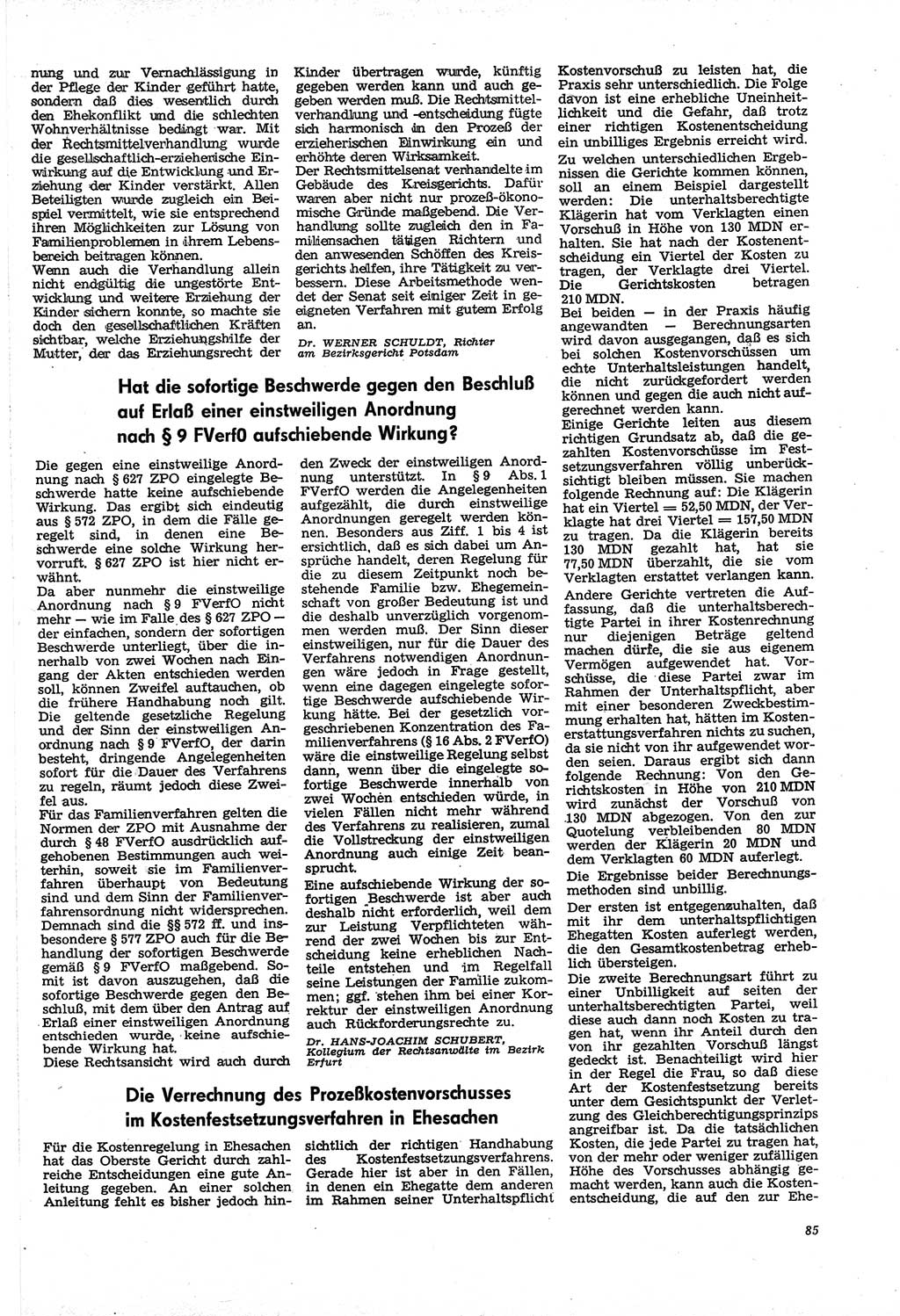 Neue Justiz (NJ), Zeitschrift für Recht und Rechtswissenschaft [Deutsche Demokratische Republik (DDR)], 21. Jahrgang 1967, Seite 85 (NJ DDR 1967, S. 85)