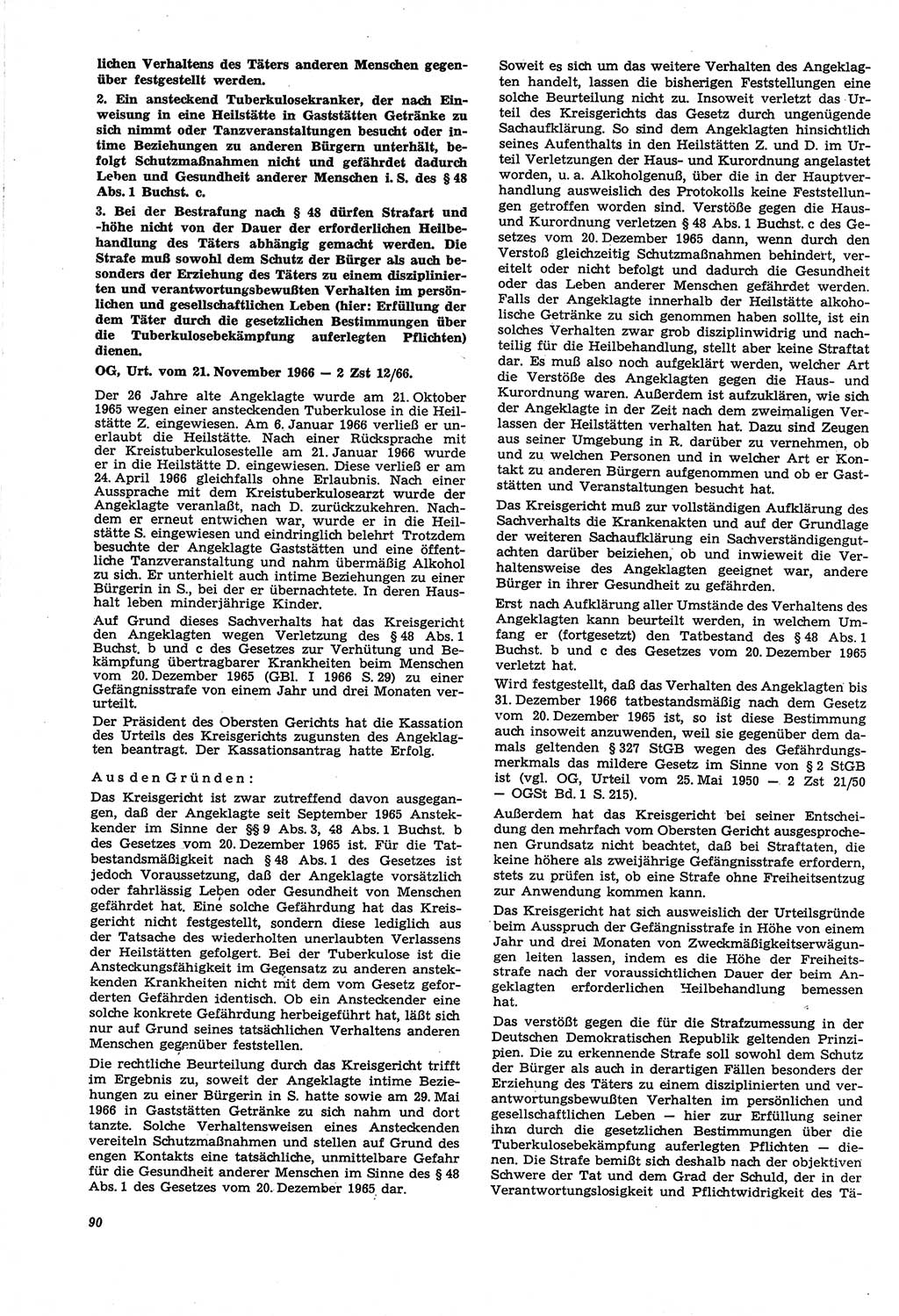 Neue Justiz (NJ), Zeitschrift für Recht und Rechtswissenschaft [Deutsche Demokratische Republik (DDR)], 21. Jahrgang 1967, Seite 90 (NJ DDR 1967, S. 90)