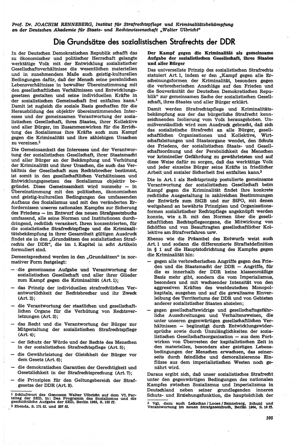 Neue Justiz (NJ), Zeitschrift für Recht und Rechtswissenschaft [Deutsche Demokratische Republik (DDR)], 21. Jahrgang 1967, Seite 105 (NJ DDR 1967, S. 105)