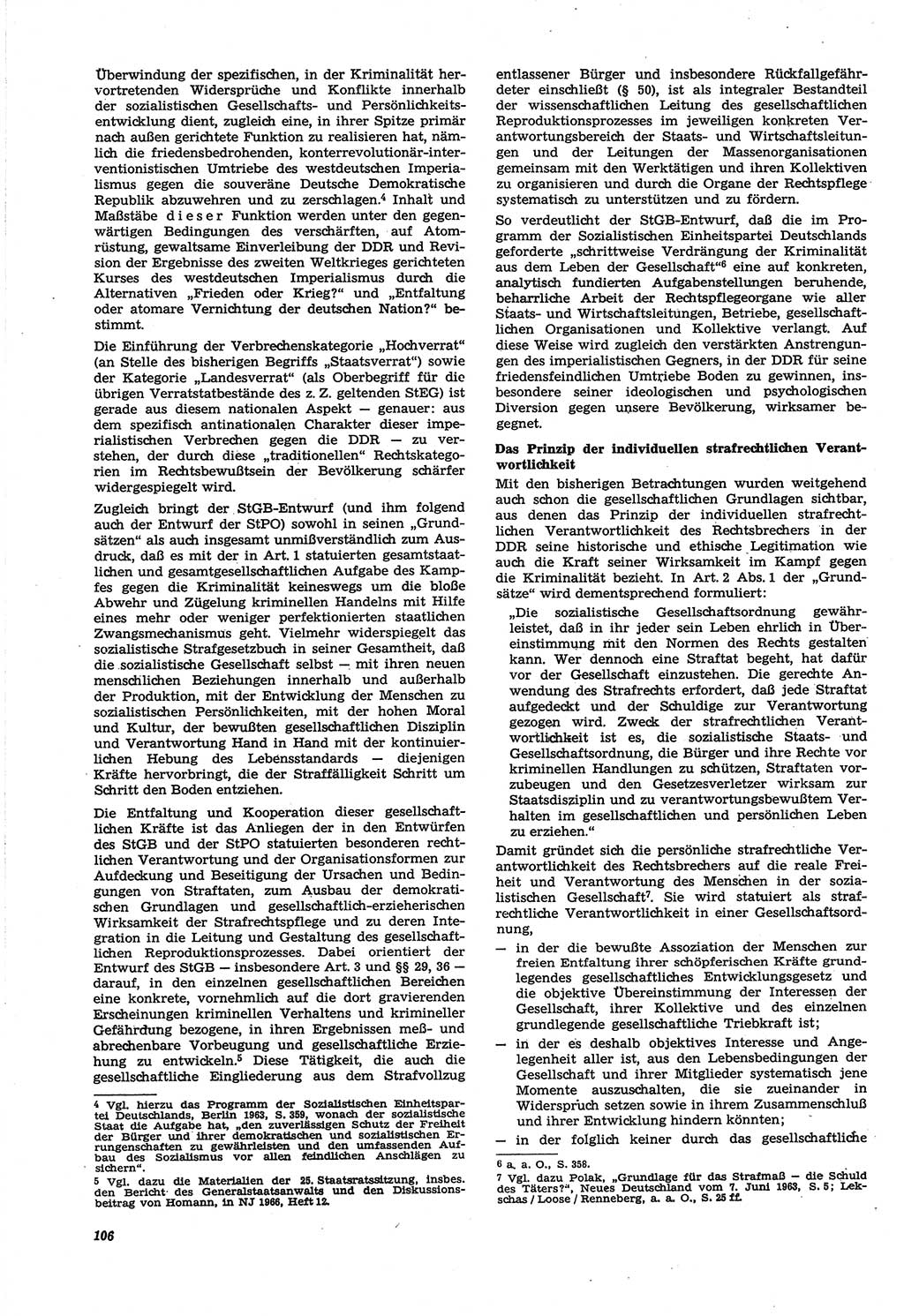 Neue Justiz (NJ), Zeitschrift für Recht und Rechtswissenschaft [Deutsche Demokratische Republik (DDR)], 21. Jahrgang 1967, Seite 106 (NJ DDR 1967, S. 106)