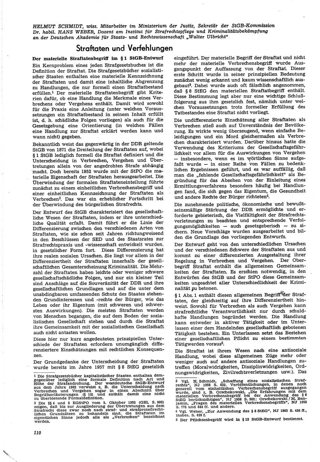 Neue Justiz (NJ), Zeitschrift für Recht und Rechtswissenschaft [Deutsche Demokratische Republik (DDR)], 21. Jahrgang 1967, Seite 110 (NJ DDR 1967, S. 110)