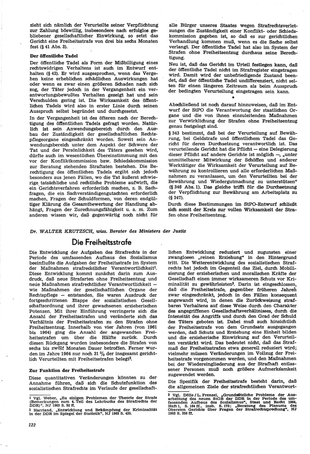 Neue Justiz (NJ), Zeitschrift für Recht und Rechtswissenschaft [Deutsche Demokratische Republik (DDR)], 21. Jahrgang 1967, Seite 122 (NJ DDR 1967, S. 122)