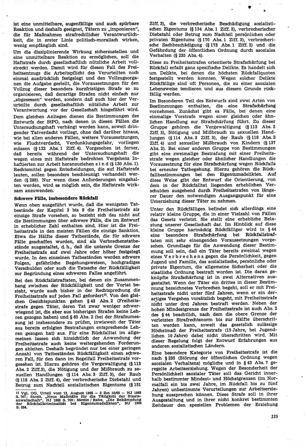 Neue Justiz (NJ), Zeitschrift für Recht und Rechtswissenschaft [Deutsche Demokratische Republik (DDR)], 21. Jahrgang 1967, Seite 125 (NJ DDR 1967, S. 125)