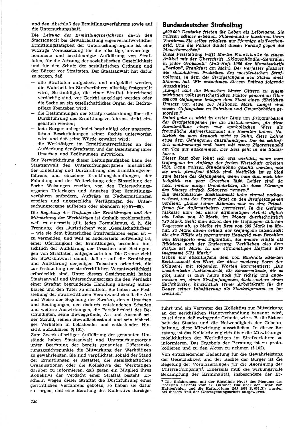 Neue Justiz (NJ), Zeitschrift für Recht und Rechtswissenschaft [Deutsche Demokratische Republik (DDR)], 21. Jahrgang 1967, Seite 130 (NJ DDR 1967, S. 130)