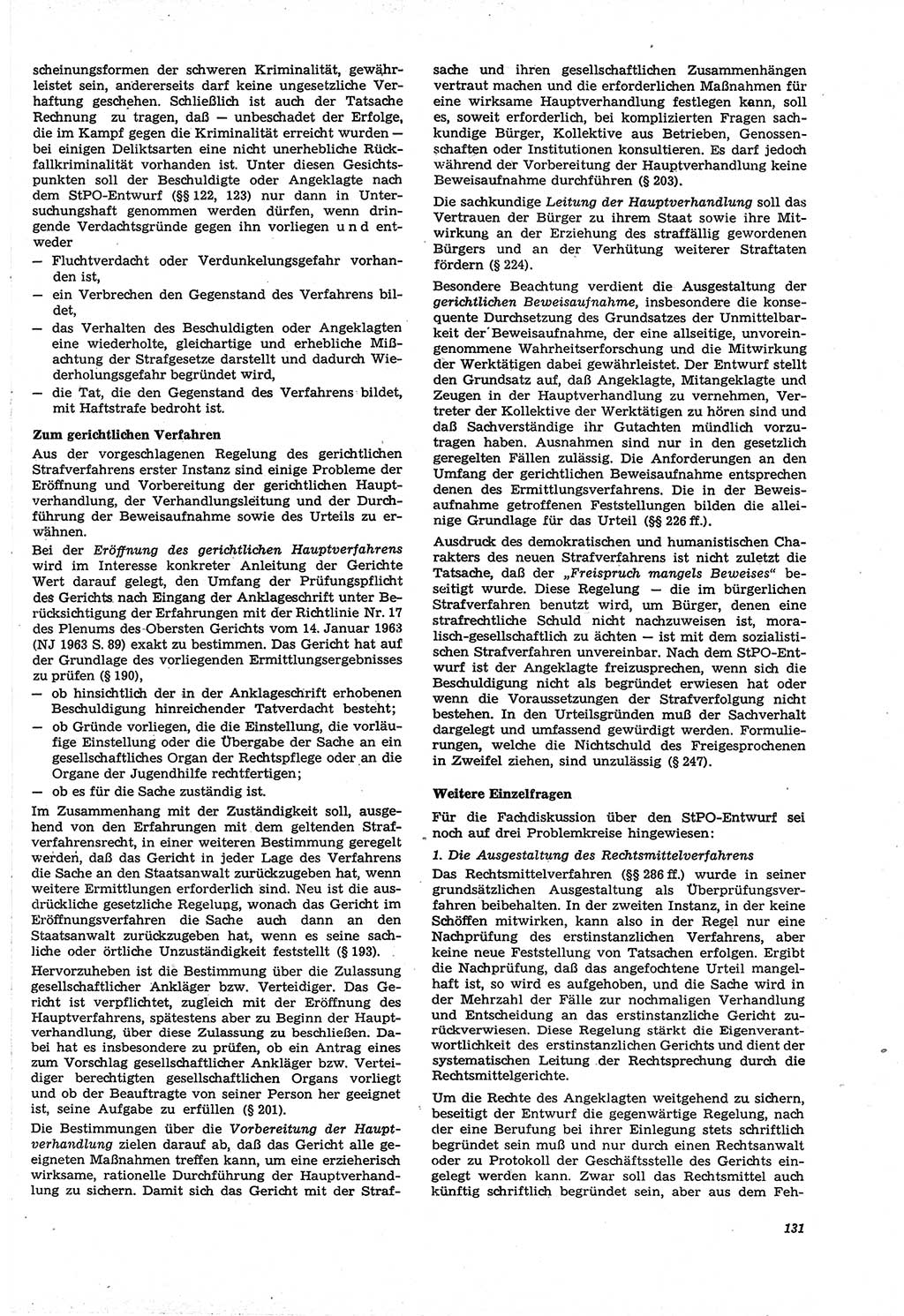 Neue Justiz (NJ), Zeitschrift für Recht und Rechtswissenschaft [Deutsche Demokratische Republik (DDR)], 21. Jahrgang 1967, Seite 131 (NJ DDR 1967, S. 131)