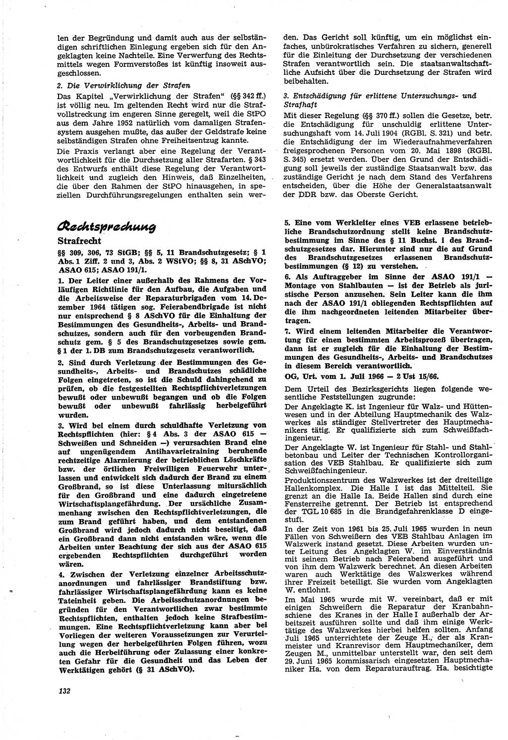 Neue Justiz (NJ), Zeitschrift für Recht und Rechtswissenschaft [Deutsche Demokratische Republik (DDR)], 21. Jahrgang 1967, Seite 132 (NJ DDR 1967, S. 132)