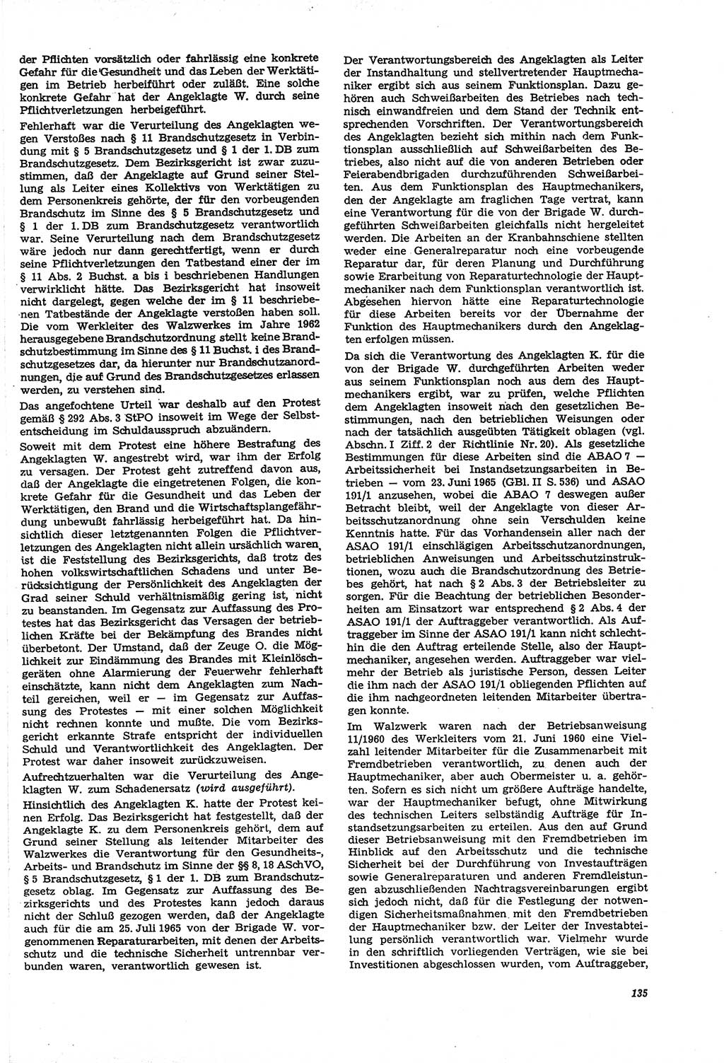 Neue Justiz (NJ), Zeitschrift für Recht und Rechtswissenschaft [Deutsche Demokratische Republik (DDR)], 21. Jahrgang 1967, Seite 135 (NJ DDR 1967, S. 135)