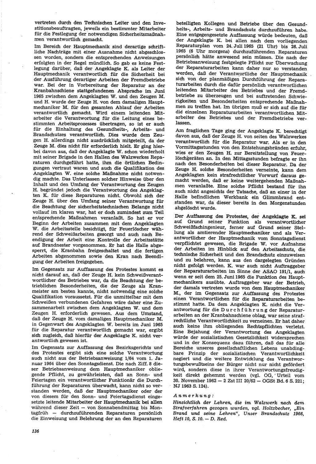Neue Justiz (NJ), Zeitschrift für Recht und Rechtswissenschaft [Deutsche Demokratische Republik (DDR)], 21. Jahrgang 1967, Seite 136 (NJ DDR 1967, S. 136)