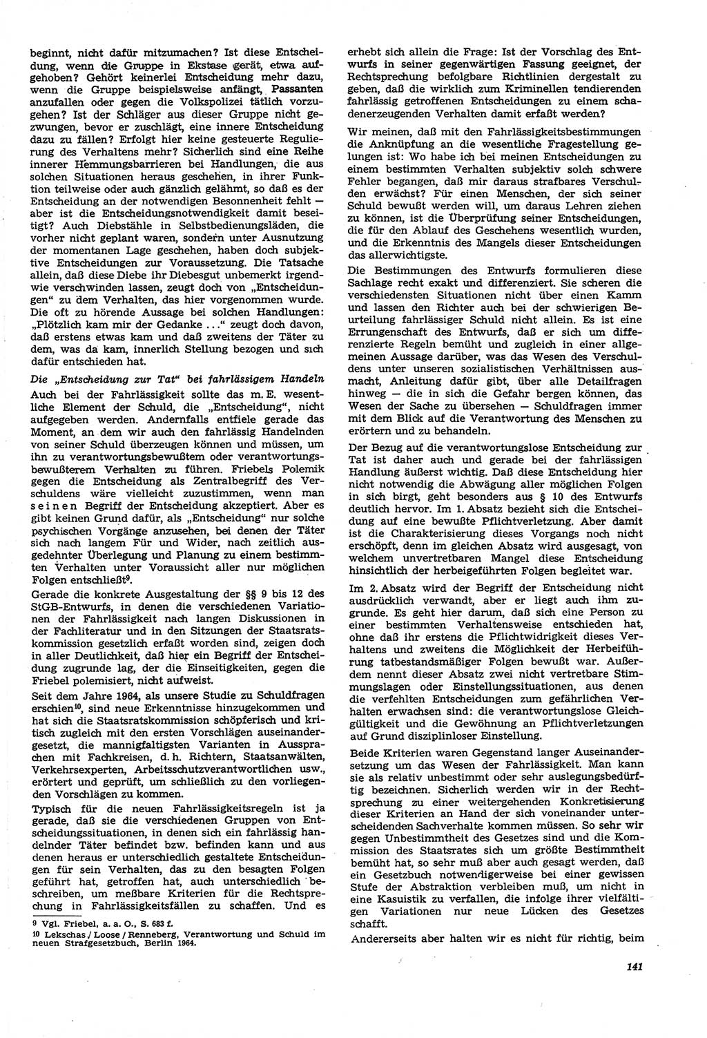 Neue Justiz (NJ), Zeitschrift für Recht und Rechtswissenschaft [Deutsche Demokratische Republik (DDR)], 21. Jahrgang 1967, Seite 141 (NJ DDR 1967, S. 141)