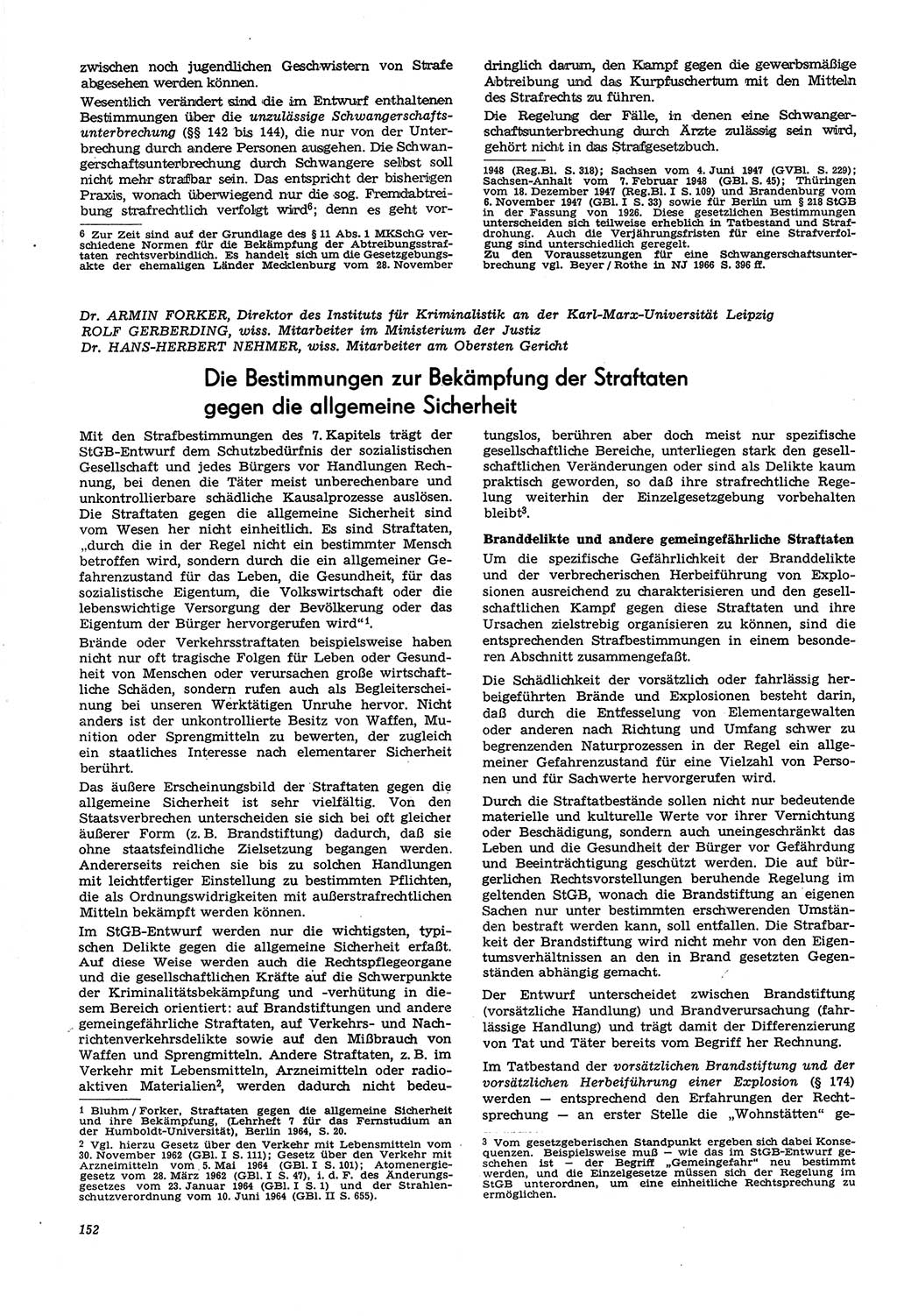 Neue Justiz (NJ), Zeitschrift für Recht und Rechtswissenschaft [Deutsche Demokratische Republik (DDR)], 21. Jahrgang 1967, Seite 152 (NJ DDR 1967, S. 152)