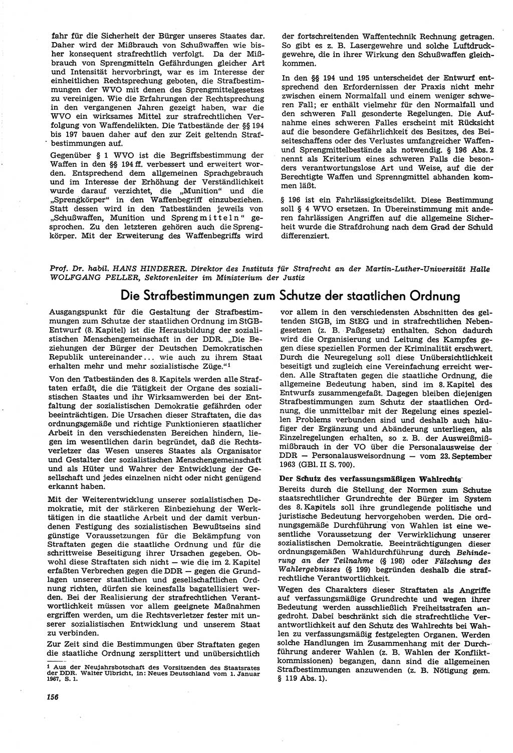 Neue Justiz (NJ), Zeitschrift für Recht und Rechtswissenschaft [Deutsche Demokratische Republik (DDR)], 21. Jahrgang 1967, Seite 156 (NJ DDR 1967, S. 156)