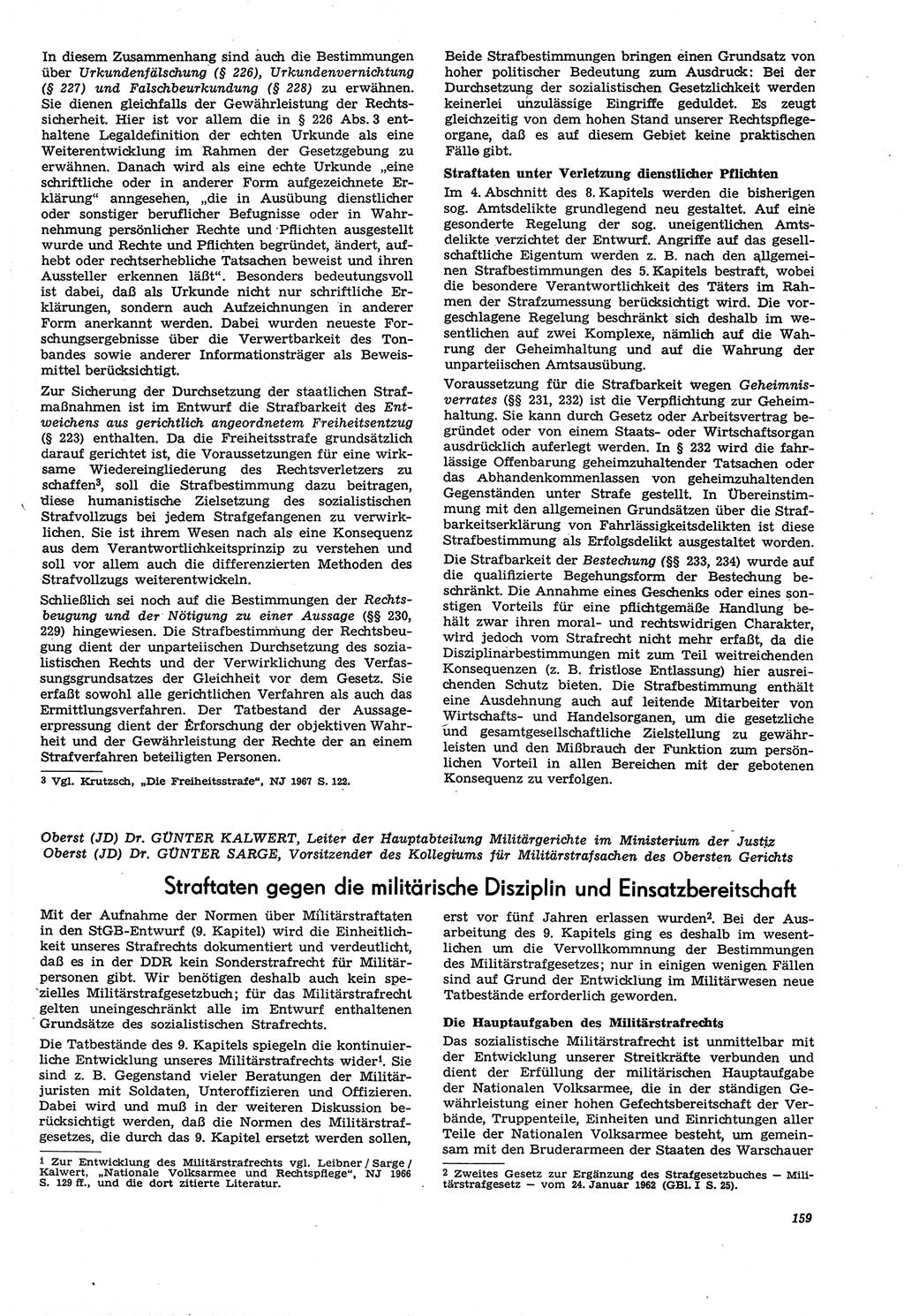 Neue Justiz (NJ), Zeitschrift für Recht und Rechtswissenschaft [Deutsche Demokratische Republik (DDR)], 21. Jahrgang 1967, Seite 159 (NJ DDR 1967, S. 159)