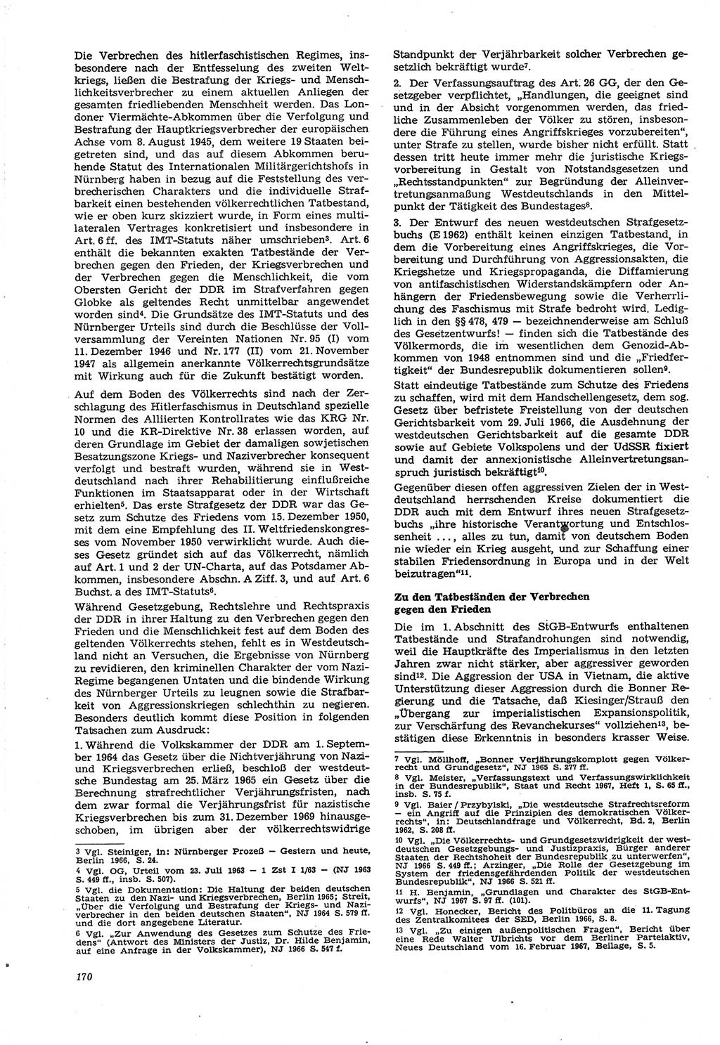 Neue Justiz (NJ), Zeitschrift für Recht und Rechtswissenschaft [Deutsche Demokratische Republik (DDR)], 21. Jahrgang 1967, Seite 170 (NJ DDR 1967, S. 170)