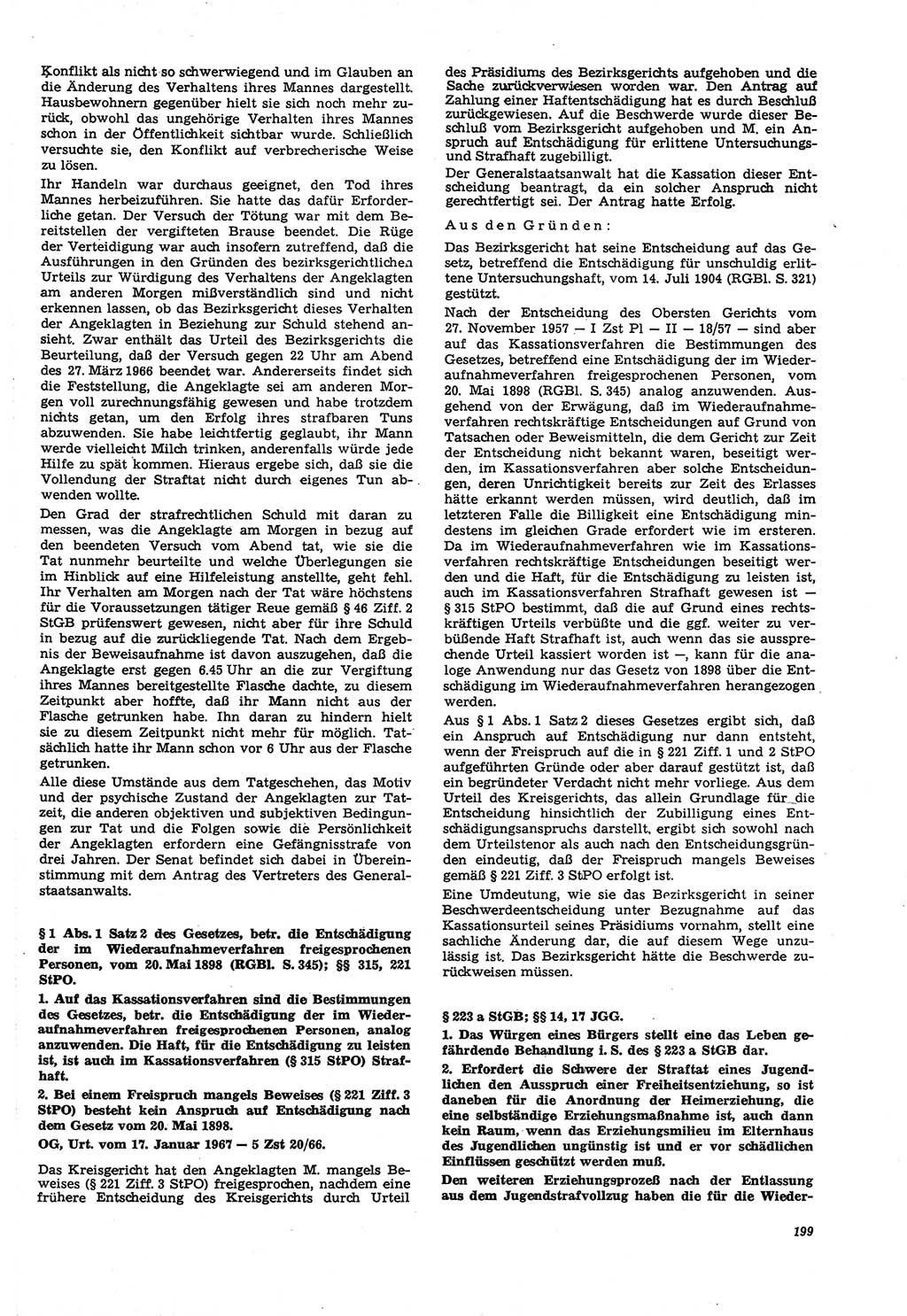 Neue Justiz (NJ), Zeitschrift für Recht und Rechtswissenschaft [Deutsche Demokratische Republik (DDR)], 21. Jahrgang 1967, Seite 199 (NJ DDR 1967, S. 199)