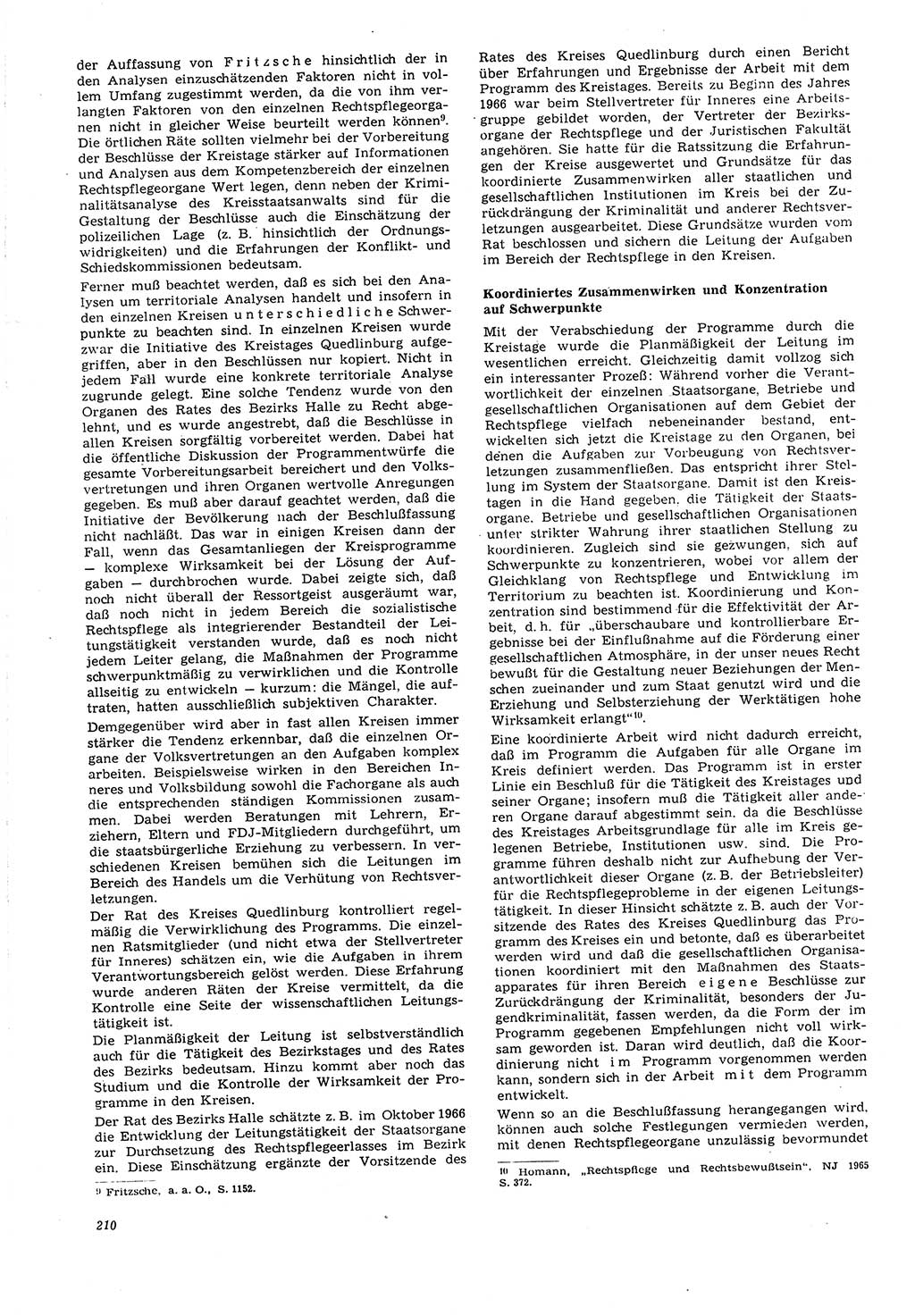 Neue Justiz (NJ), Zeitschrift für Recht und Rechtswissenschaft [Deutsche Demokratische Republik (DDR)], 21. Jahrgang 1967, Seite 210 (NJ DDR 1967, S. 210)
