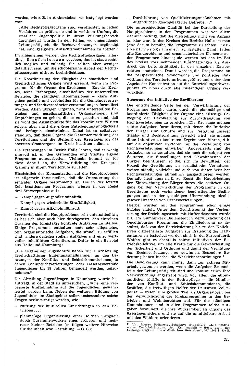 Neue Justiz (NJ), Zeitschrift für Recht und Rechtswissenschaft [Deutsche Demokratische Republik (DDR)], 21. Jahrgang 1967, Seite 211 (NJ DDR 1967, S. 211)