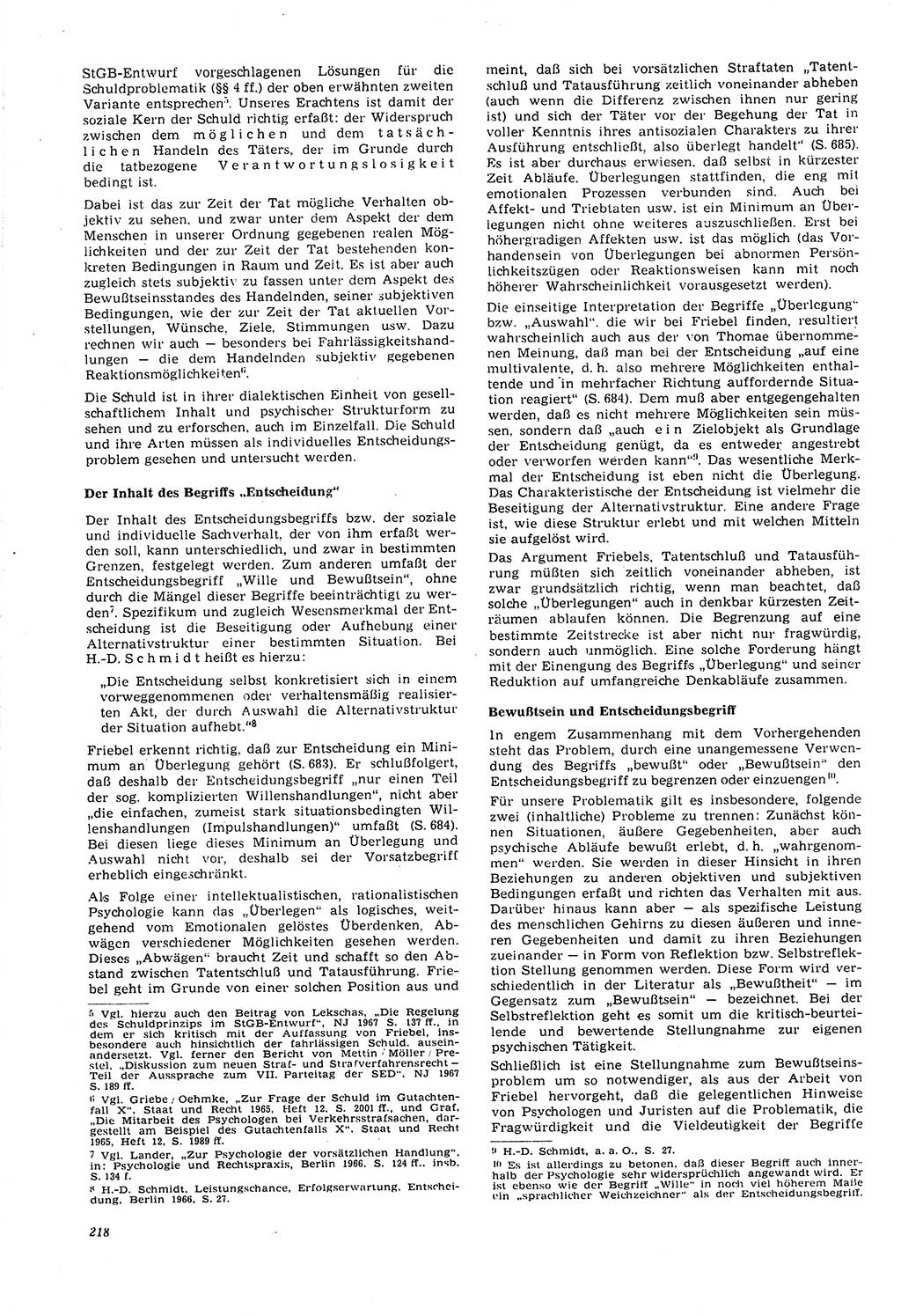 Neue Justiz (NJ), Zeitschrift für Recht und Rechtswissenschaft [Deutsche Demokratische Republik (DDR)], 21. Jahrgang 1967, Seite 218 (NJ DDR 1967, S. 218)