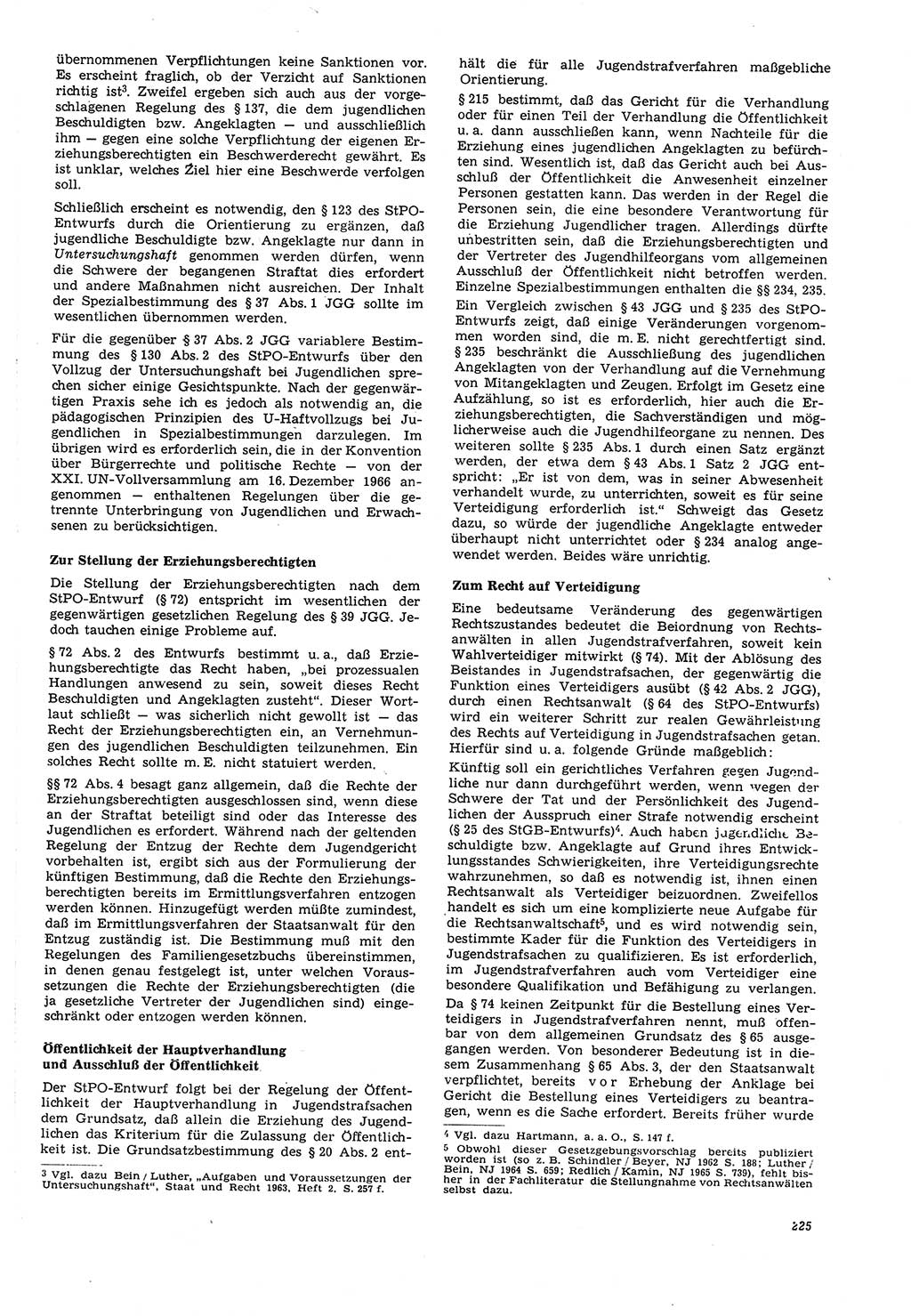 Neue Justiz (NJ), Zeitschrift für Recht und Rechtswissenschaft [Deutsche Demokratische Republik (DDR)], 21. Jahrgang 1967, Seite 225 (NJ DDR 1967, S. 225)