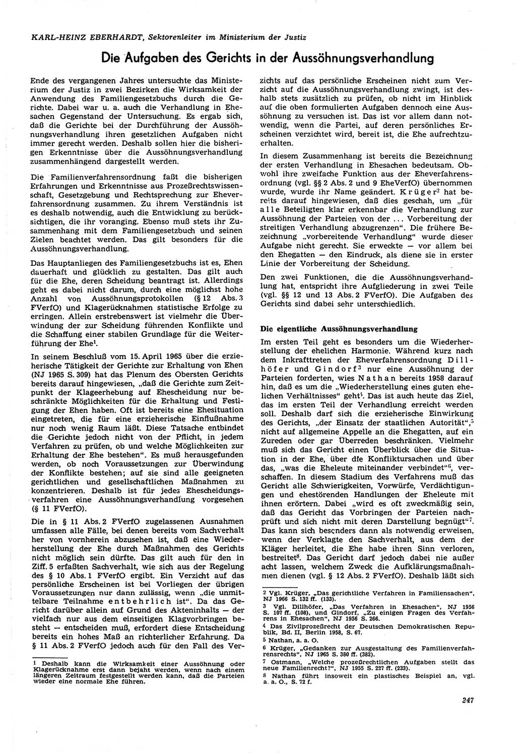 Neue Justiz (NJ), Zeitschrift für Recht und Rechtswissenschaft [Deutsche Demokratische Republik (DDR)], 21. Jahrgang 1967, Seite 247 (NJ DDR 1967, S. 247)