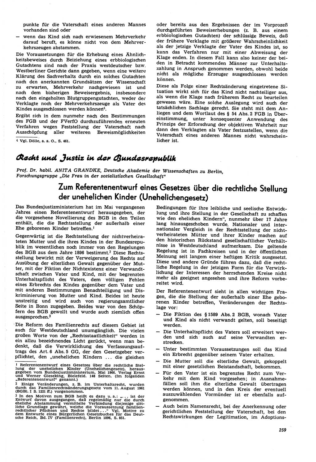 Neue Justiz (NJ), Zeitschrift für Recht und Rechtswissenschaft [Deutsche Demokratische Republik (DDR)], 21. Jahrgang 1967, Seite 259 (NJ DDR 1967, S. 259)