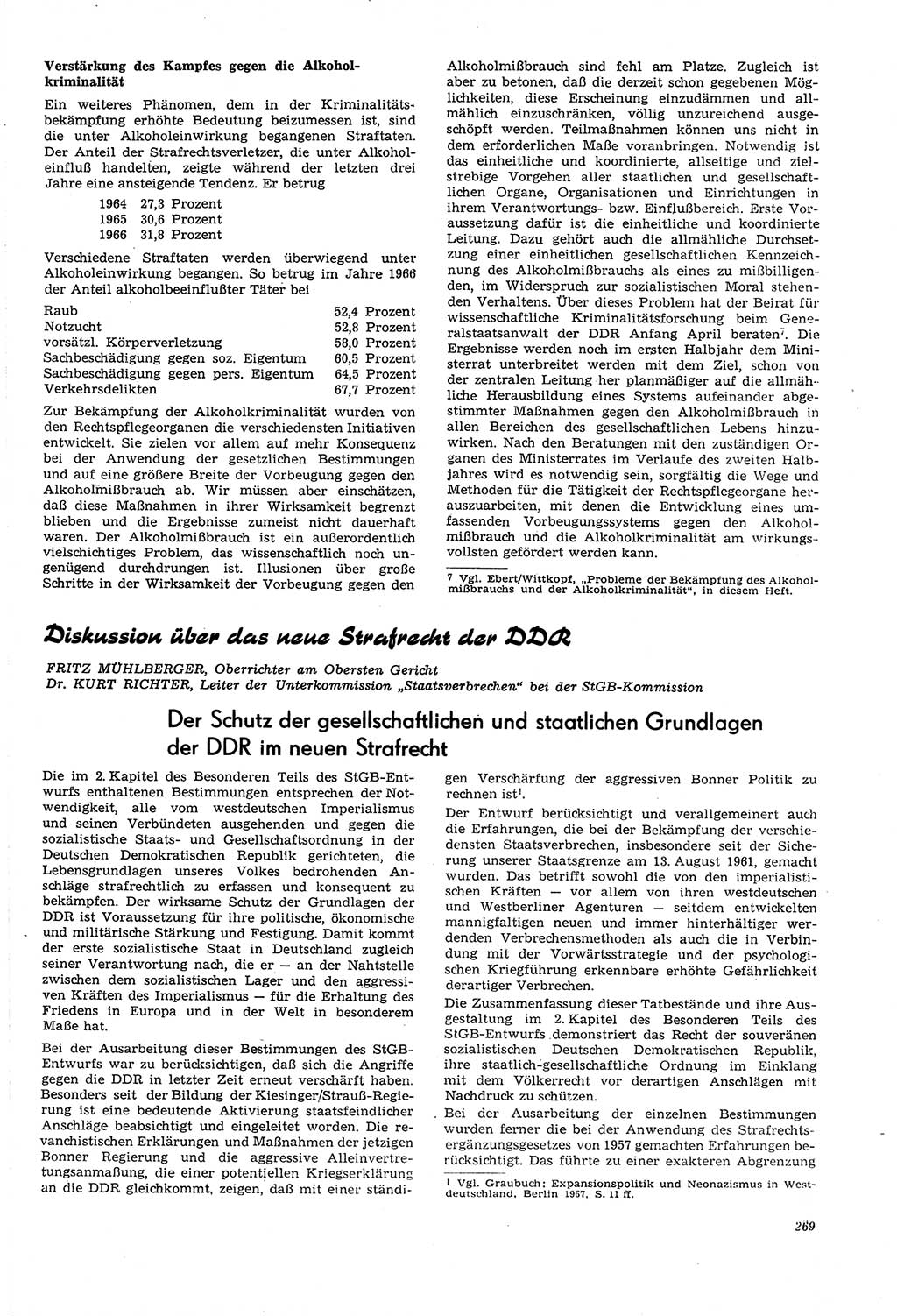 Neue Justiz (NJ), Zeitschrift für Recht und Rechtswissenschaft [Deutsche Demokratische Republik (DDR)], 21. Jahrgang 1967, Seite 269 (NJ DDR 1967, S. 269)