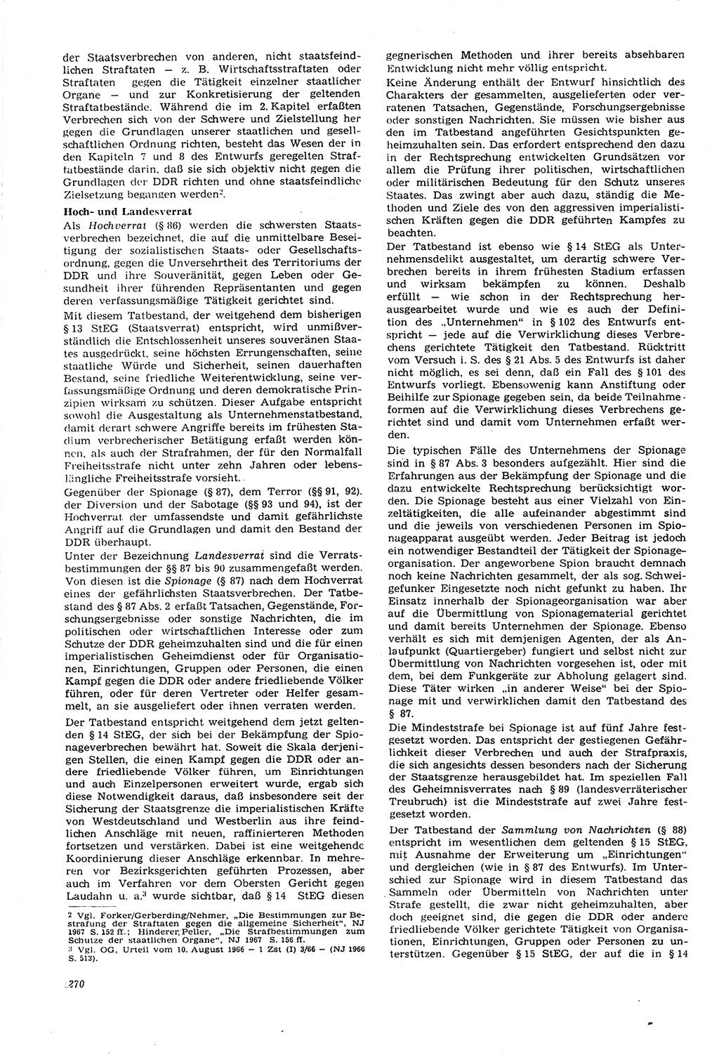 Neue Justiz (NJ), Zeitschrift für Recht und Rechtswissenschaft [Deutsche Demokratische Republik (DDR)], 21. Jahrgang 1967, Seite 270 (NJ DDR 1967, S. 270)