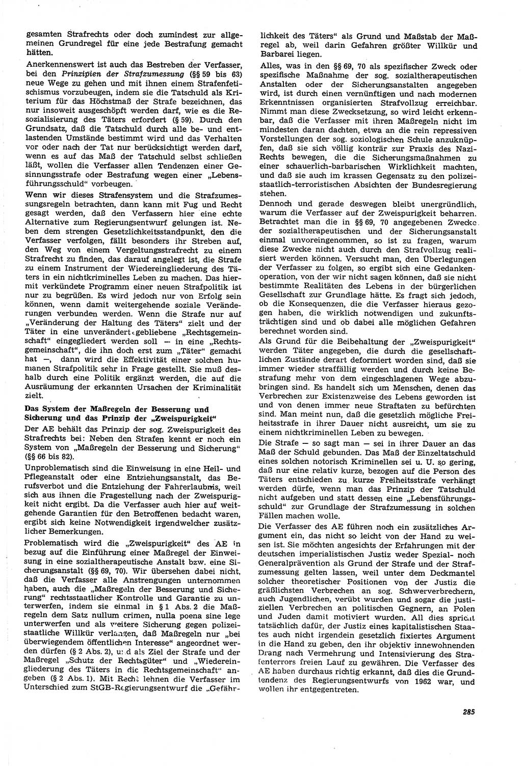 Neue Justiz (NJ), Zeitschrift für Recht und Rechtswissenschaft [Deutsche Demokratische Republik (DDR)], 21. Jahrgang 1967, Seite 285 (NJ DDR 1967, S. 285)