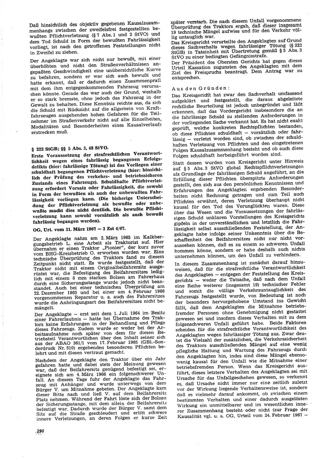 Neue Justiz (NJ), Zeitschrift für Recht und Rechtswissenschaft [Deutsche Demokratische Republik (DDR)], 21. Jahrgang 1967, Seite 290 (NJ DDR 1967, S. 290)