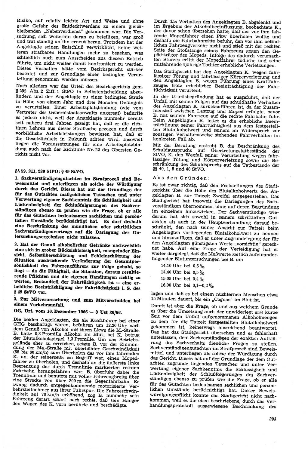 Neue Justiz (NJ), Zeitschrift für Recht und Rechtswissenschaft [Deutsche Demokratische Republik (DDR)], 21. Jahrgang 1967, Seite 293 (NJ DDR 1967, S. 293)